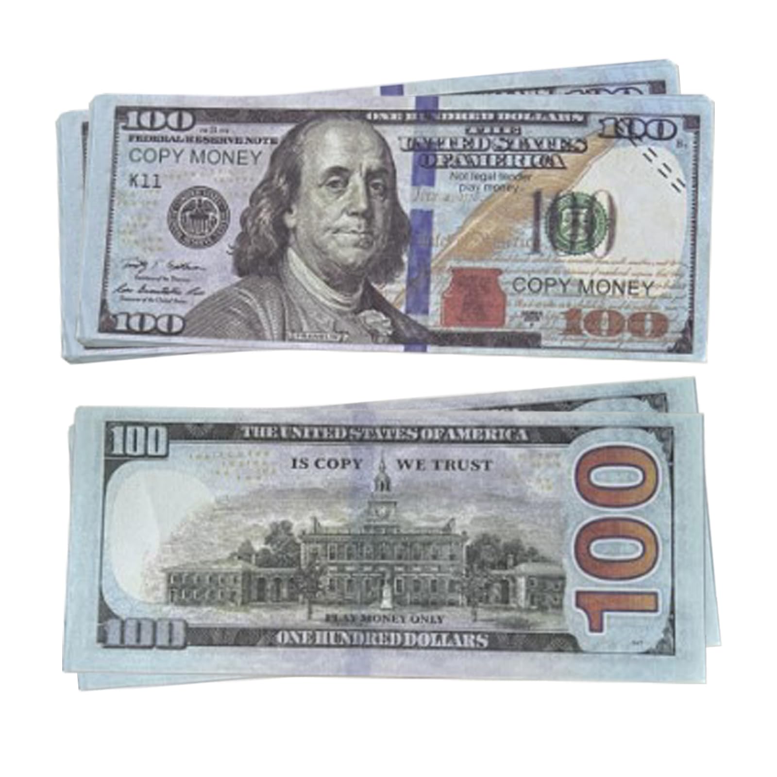 Huhaokejis 100 Pcs $100 Prop Money, Fake Dollars, Fake Money, Toy Money, 100 Dollar Bills, Dollars Items, For Movies, Advertising, Games, Parties, Education, Pranks, Fancy Dress