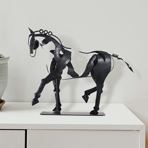Miniatura 4 de Estatua de caballo hecha a mano, decoración rústica única para oficina y hogar, escultura de metal 100% pintada a mano, regalo perfecto para los