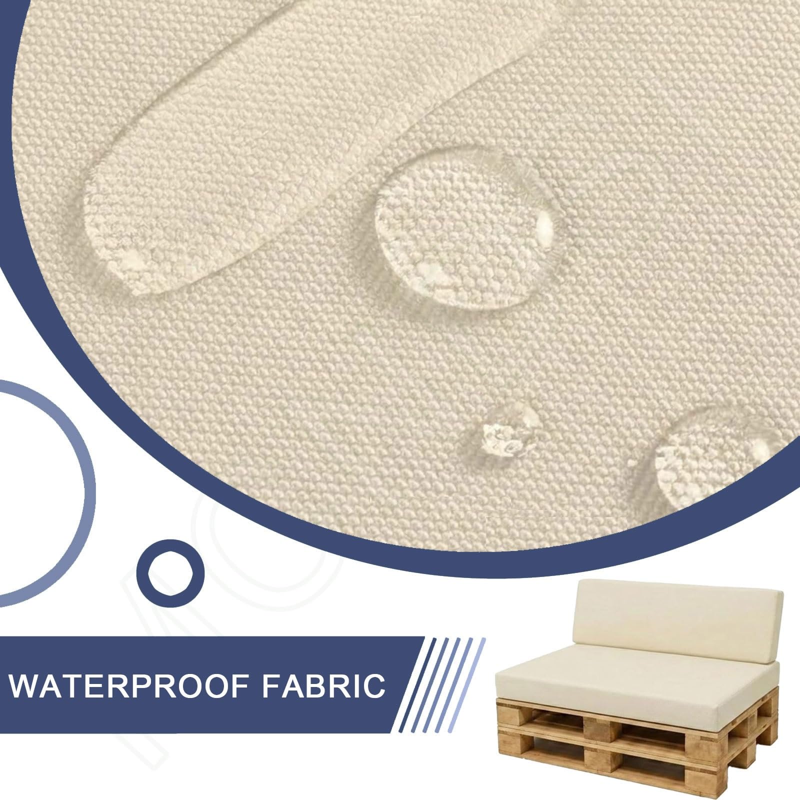 Housse de Siège Jardin pour Palette 120x80/60x40/120x60/120x40cm,Protection de Coussin Palette Lavable, Housse Coussin Palette Imperméable Fermeture Éclair Jardin(1,Seat：80x120cm)