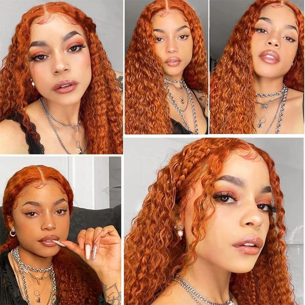 Orange Ginger Lace Front Wigs 20 inch Human Hair Kinky Curly 13x6 HD Lace Frontal Wigs Human Hair Colored Wigs for Women - Image 4