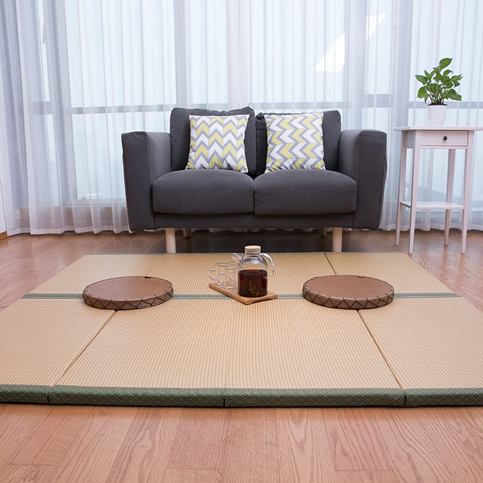 Tatami, materassino pieghevole per dormire, meditazione, yoga, anima in rattan traspirante, spessore 5 cm, 100 x 200 cm