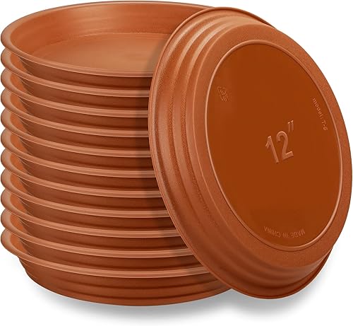 Miniatura 1 de 12 platillos de plástico para plantas de 12 pulgadas más gruesos, bandeja de plástico para plantas de alta resistencia, bandeja redonda para macetas