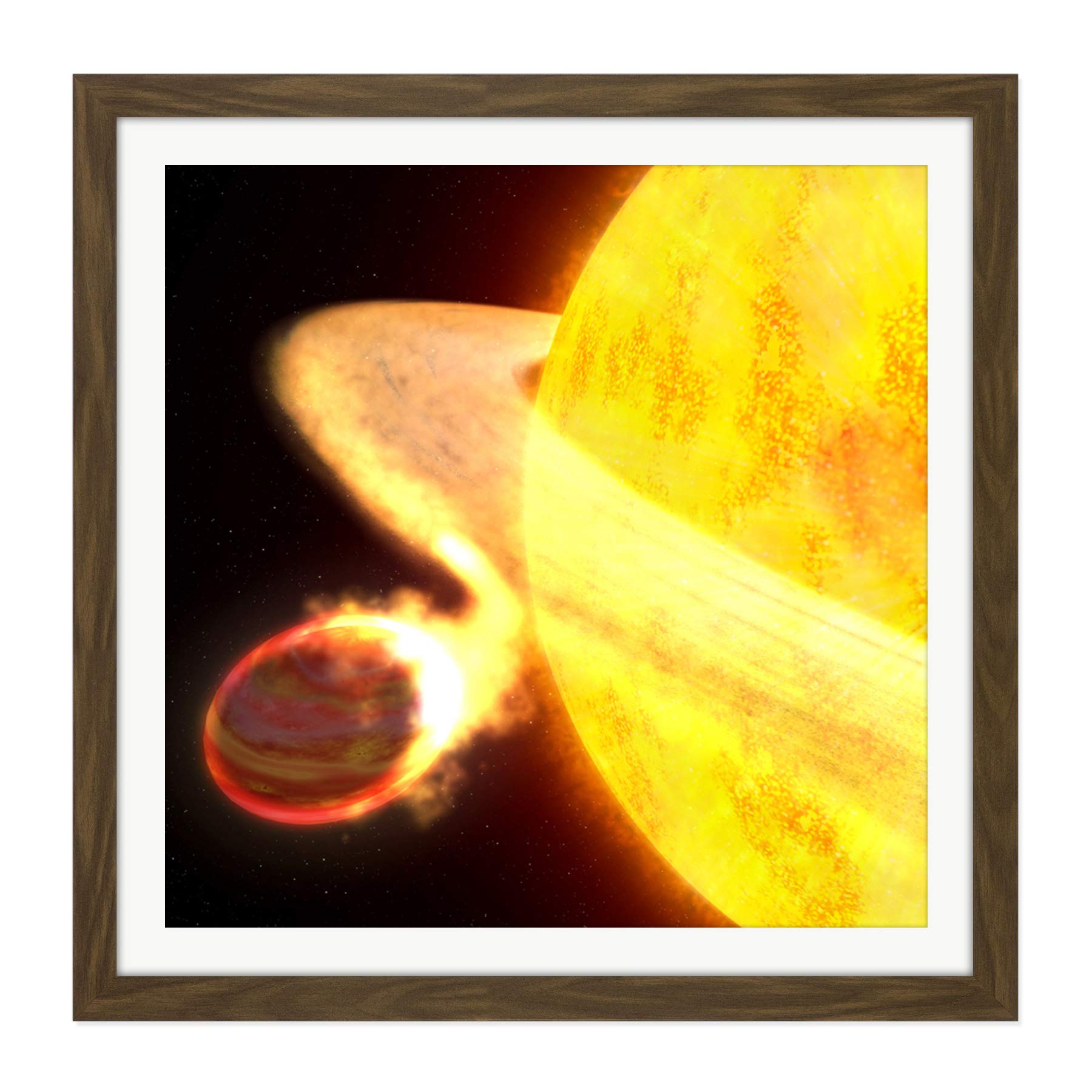 Space NASA Planet WASP-12b Being Eaten By Star Concept Square Wooden Framed Wall Art Print Picture 16X16 Inch