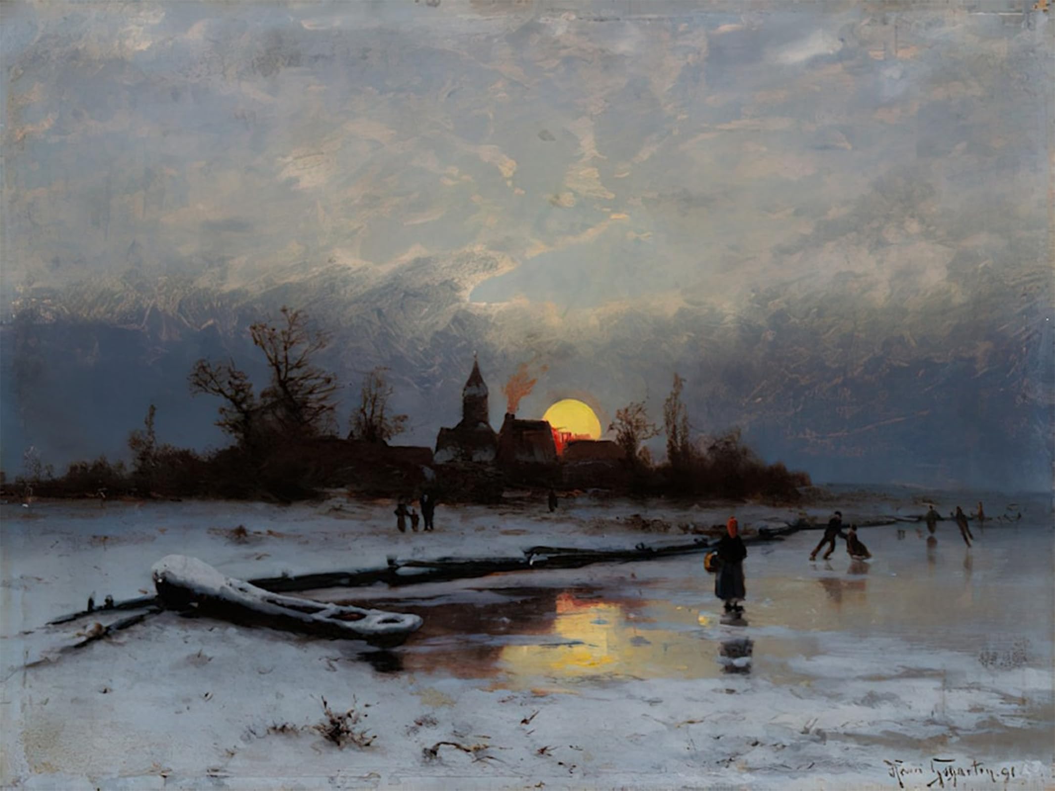 SERENDIPITP Vintage Picture Print on Canvas Wall Art Poster Winterlicher-sonnenuntergang Heinrich Gogarten Artwork Print Poster for Wall Decor 60x90cm