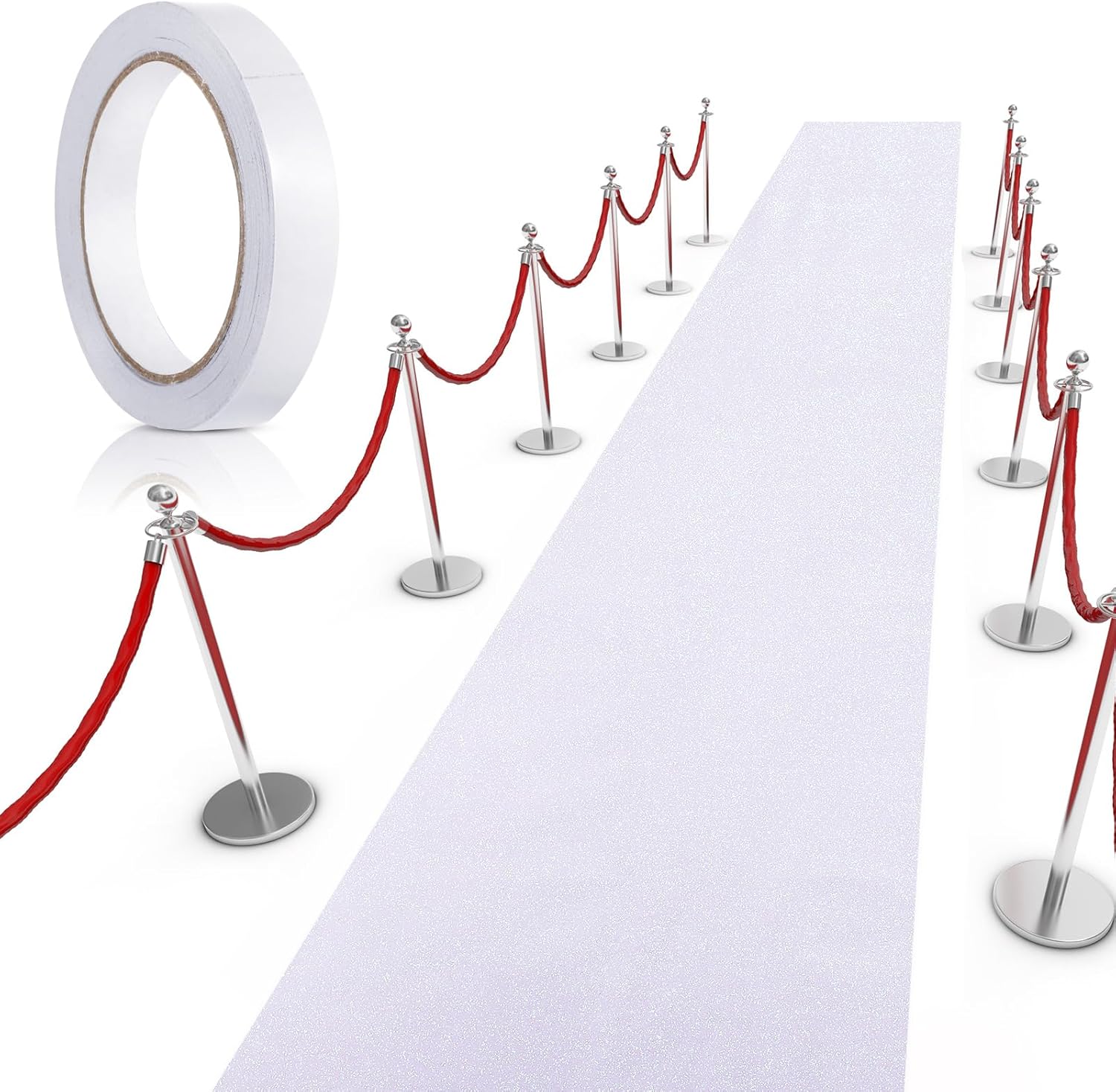 Tatuo Carpet Runner Runway Rug 55 GSM Thickness with Carpet Tape for Prom Graduation Wedding Party Outdoor Indoor Hallway Rug(2.46 x 30 Feet,Glitter White)