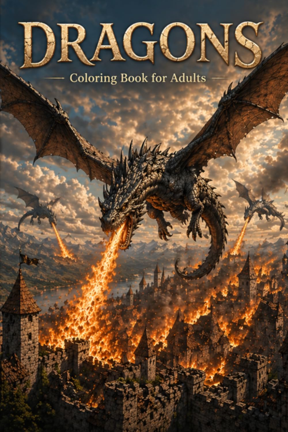 Dragons: A Fantasy Dragon Coloring Book for Adults Featuring 50 Magical Dragons, Epic Battles, Castles, and Mythical Creatures for Relaxation and Creativity