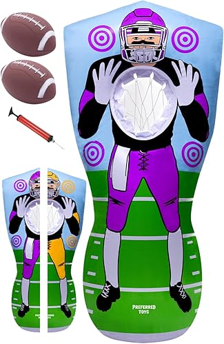 Miniatura 8 de Inflatable Football Target - Double-Sided Toss Training Game with Mini Footballs - Fun Kids Throwing Football Games for Indoors, Outdoors,
