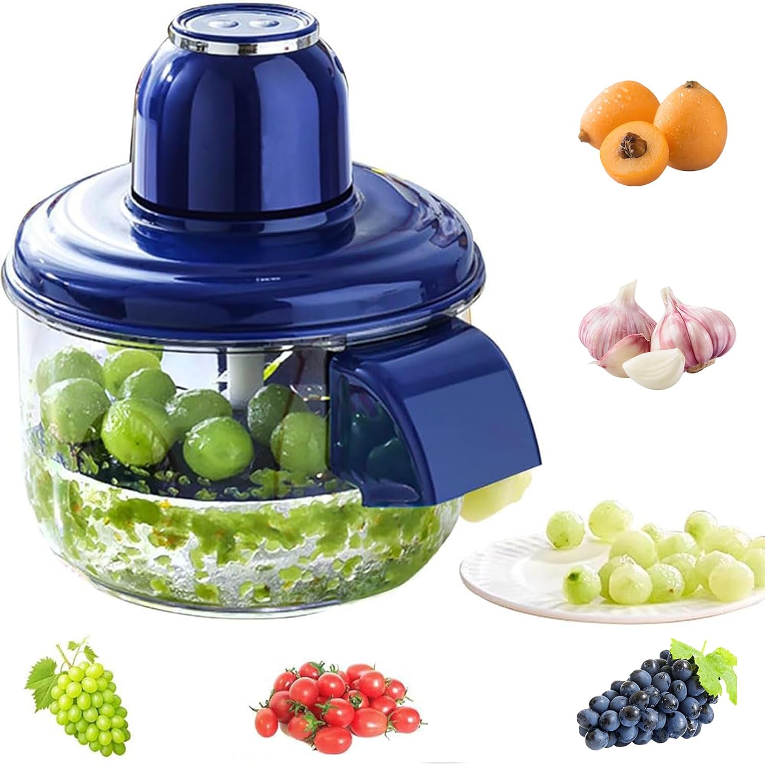 Electric Automatic Grape Peeler - Effortless Skin Remover for Garlic, Cherry Tomatoes, and Small Fruits - Perfect Kitchen Tool for Home Use (Blue, 1PC)