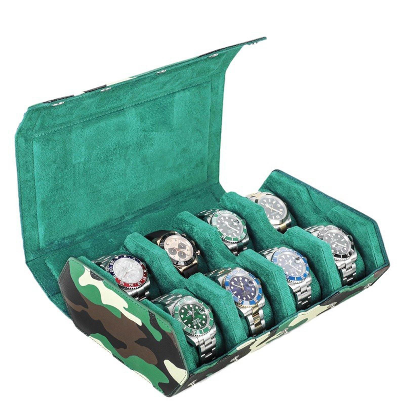 Custodia per orologi in pelle alla moda con motivo mimetico unico per gli appassionati di orologi
