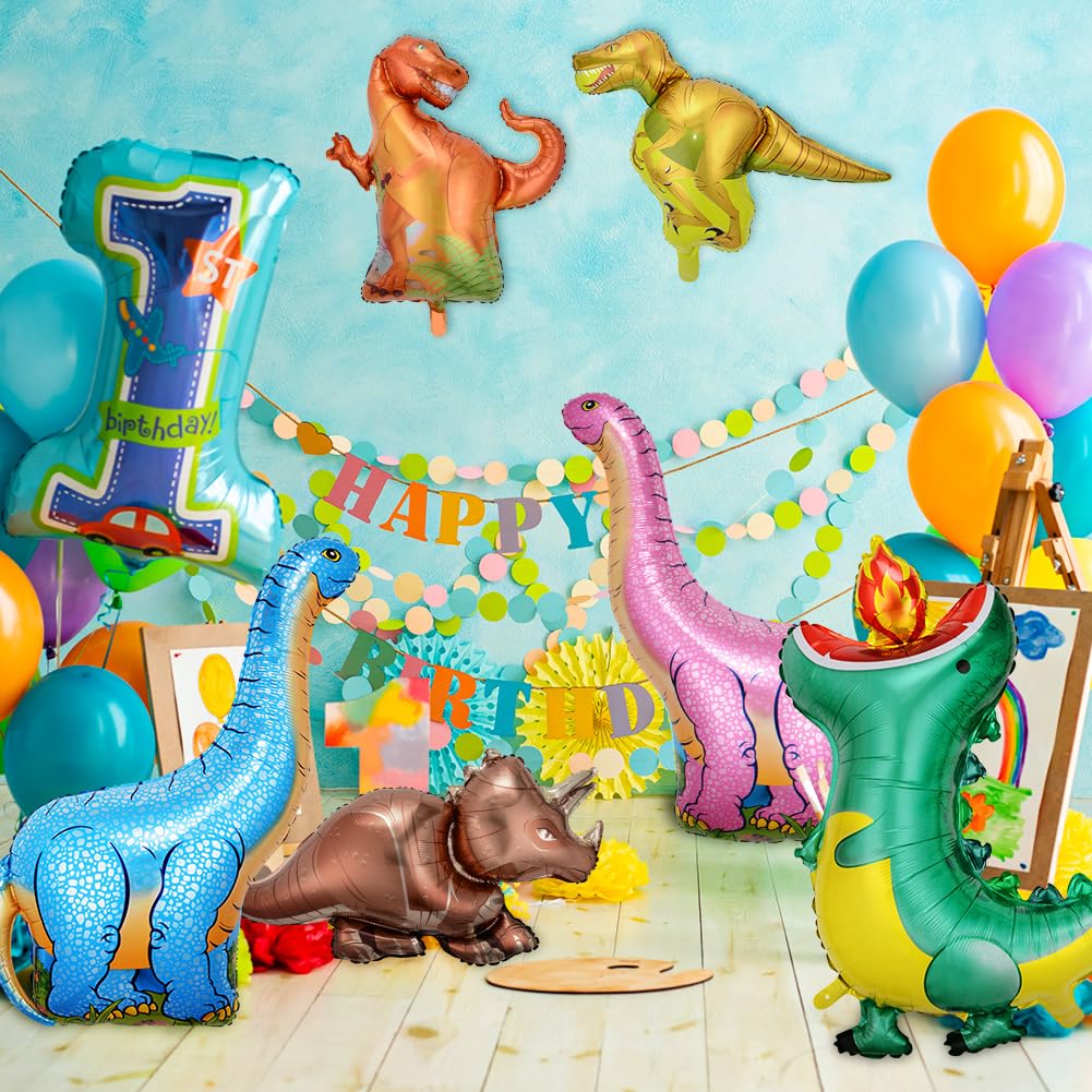 OSDUE 8Pcs Palloncino Dinosauro, Grandi Palloncini Jurassic, XXL Giungla a Elio, Gigante Foil per Decorazioni di Compleanno Party