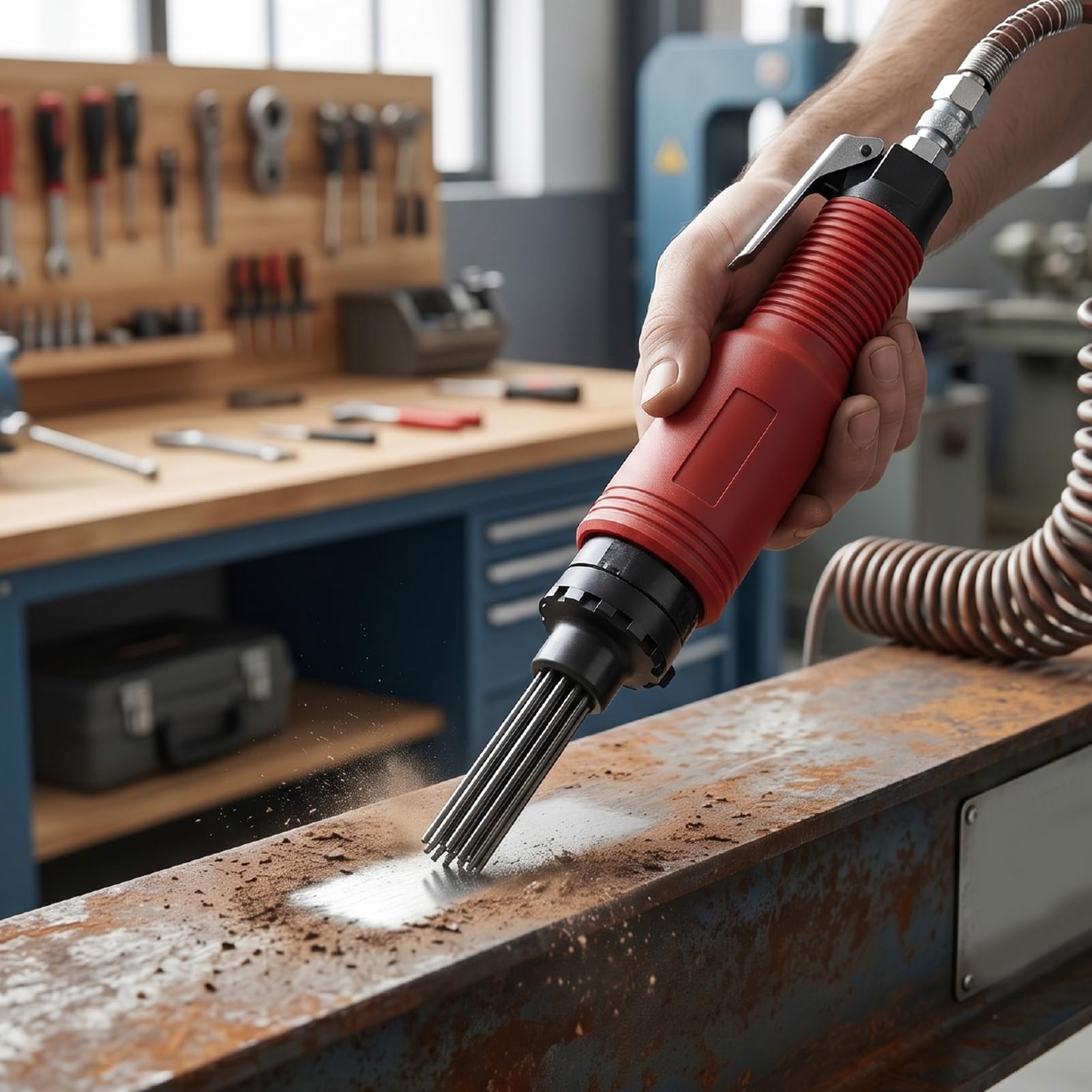 Haofy Escalador de Aguja Neumático 4000BPM Herramienta Removedora de óxido de Aire 3 Mm 12 Agujas Limpiador de Pintura de Metal Industrial para Preparación de Superficie de Casco de