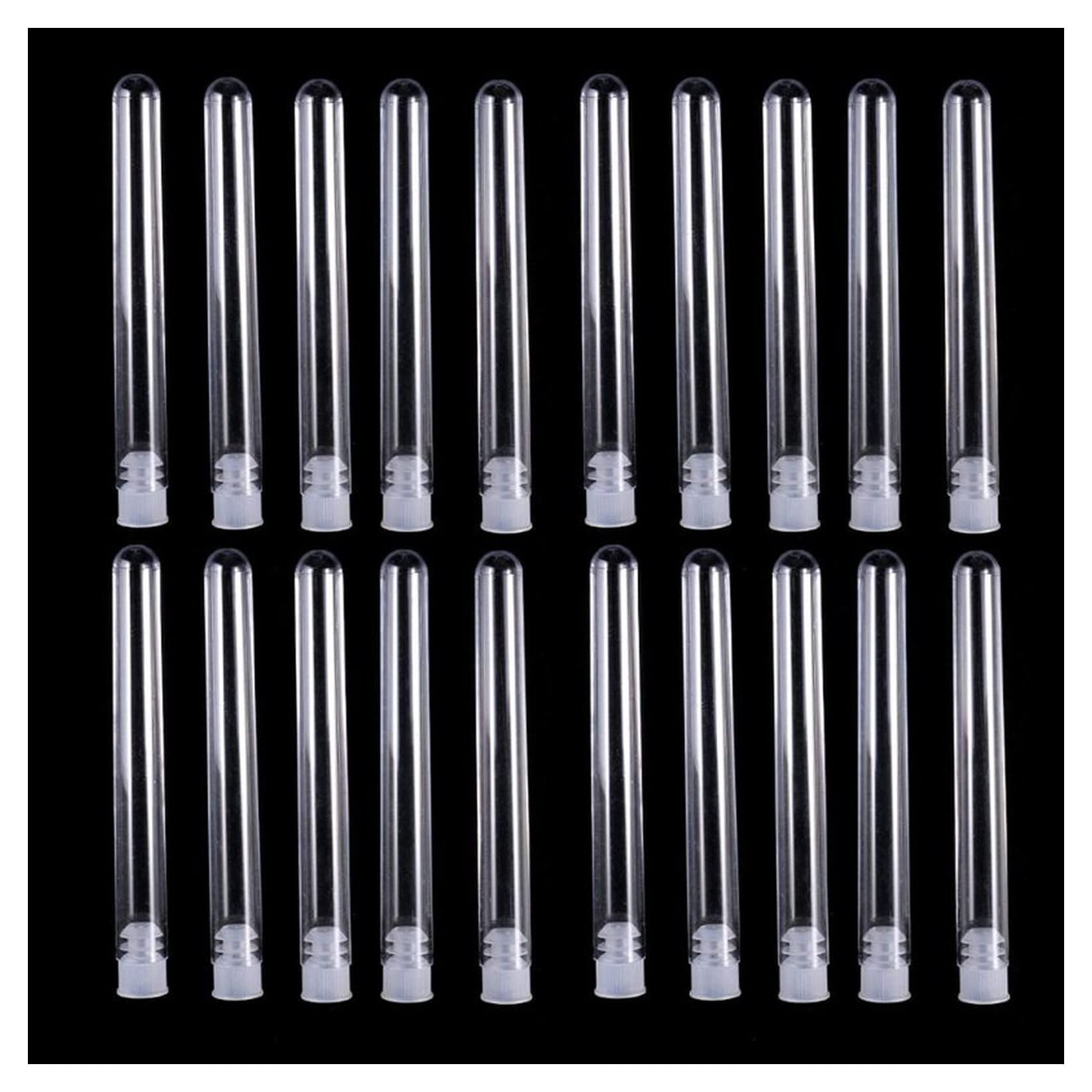 Tubos de Dnsayo 20ml Plástico 50 Piezas de Tubos de ensayo de plástico Transparentes 12 x 100 mm con tapón de Empuje Tubos de Ensayo Plástico para Centrifugadora