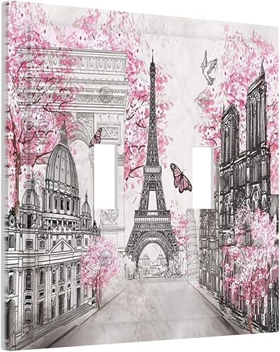 Miniatura 124 de París Torre Eiffel Arco de Triunfo Paisaje de la Ciudad Europea Rosa 1 Gang Interruptor de Luz Cubierta de Interruptor de Toma Dúplex Placa de pared