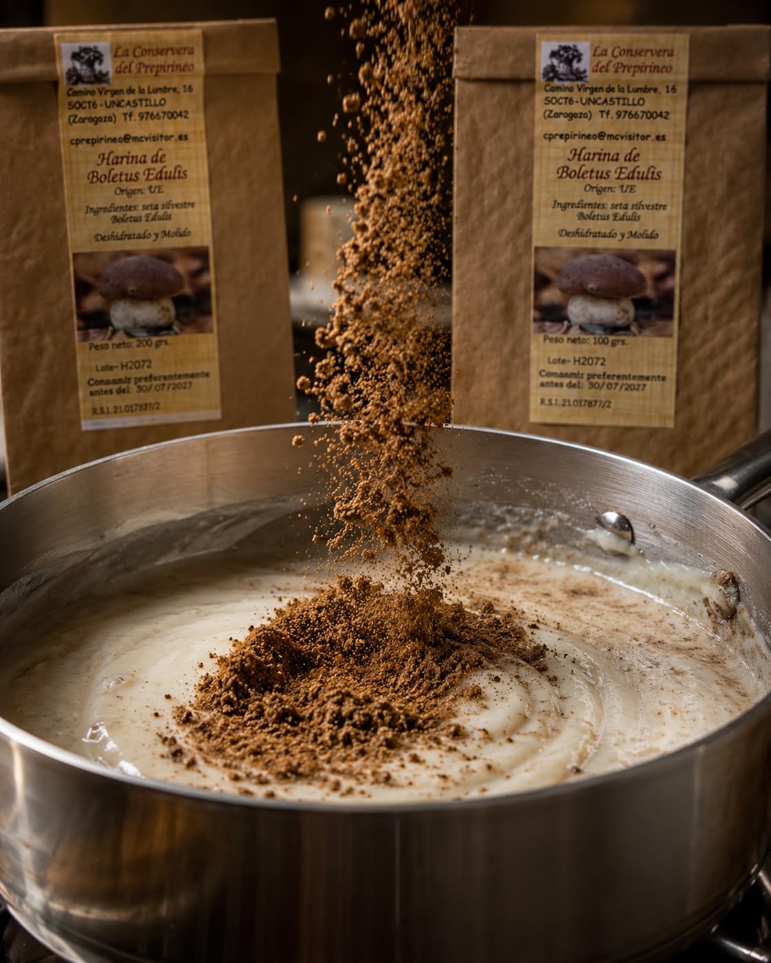 Boletus Edulis en Polvo (200grs.) - Setas Silvestres Deshidratadas. Harina de Boletus Gourmet para Mejorar tus Patos, Salsas, Cremas, Risottos. Producto Gourmet Sin Conservantes 100% Boletus.