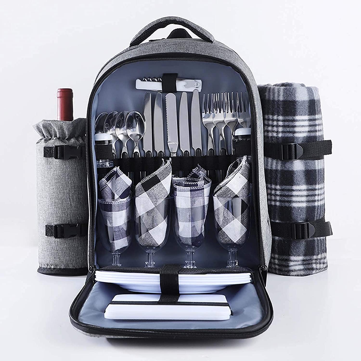 4 Person Backpack Cooler Bag Insulated Hamper Bottle Holder for Beach Picnic Camping Sports