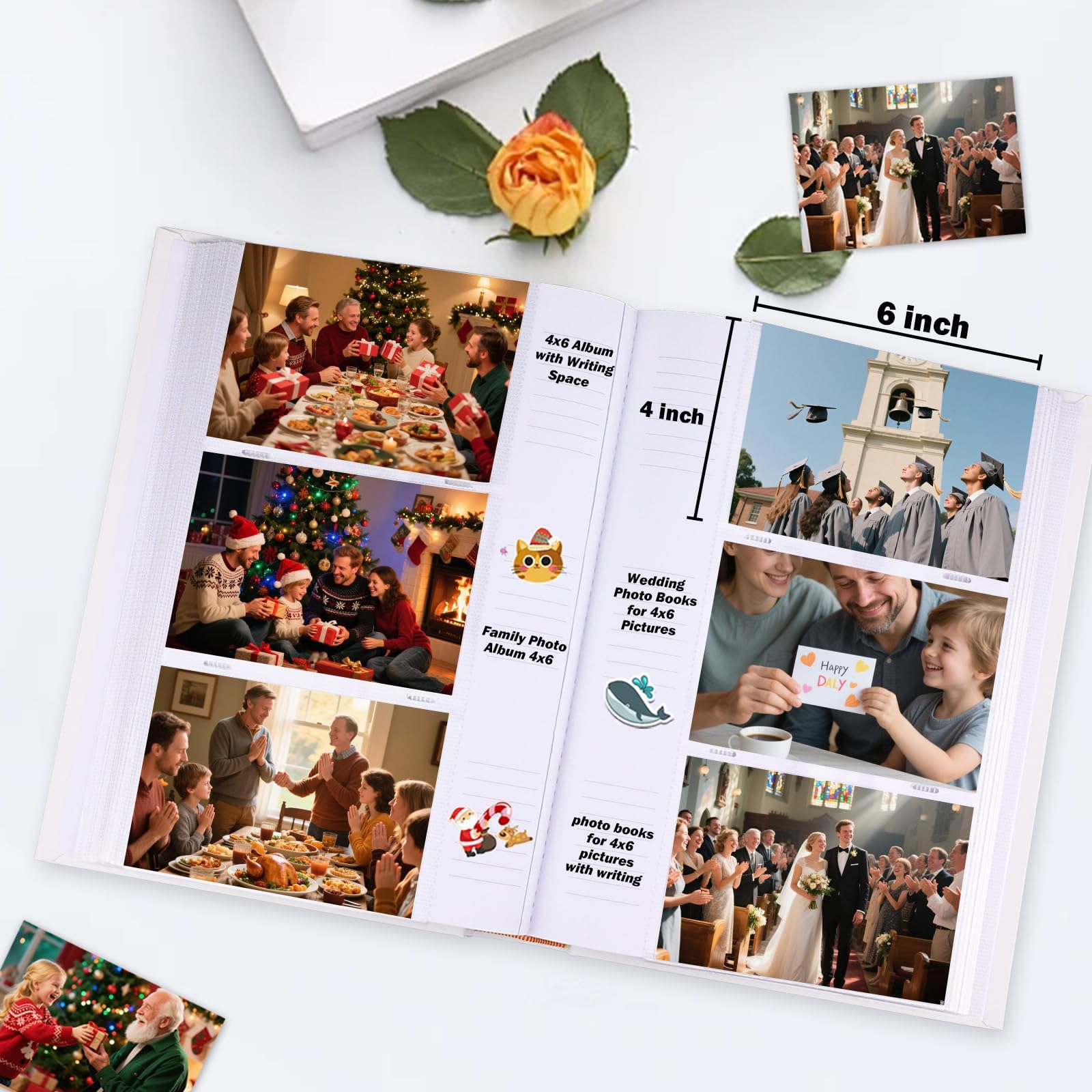 Album fotografico 4 x 6 450 foto con spazio per scrivere, copertina in pelle PU con finestra frontale, album fotografico 10 x 15 cm, per matrimoni, bambini, viaggi, famiglia, vacanze, coppia (marrone)