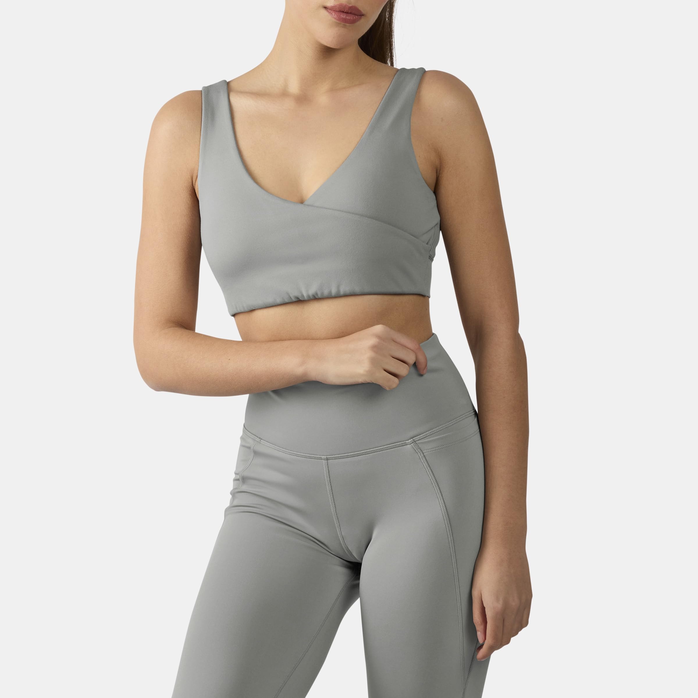 Reebok Lux Peached V-Neck Bra Gray