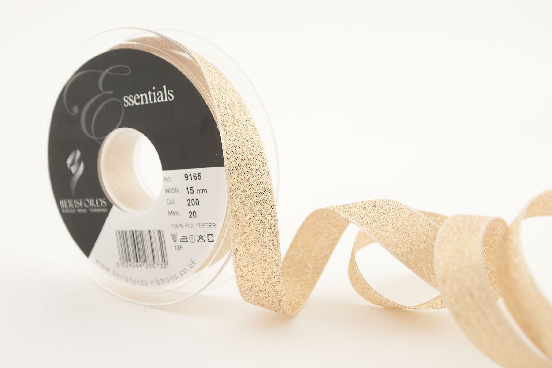 Berisfords Ribbon, Gold, 10.2 x 1.5 x 10.2 cm