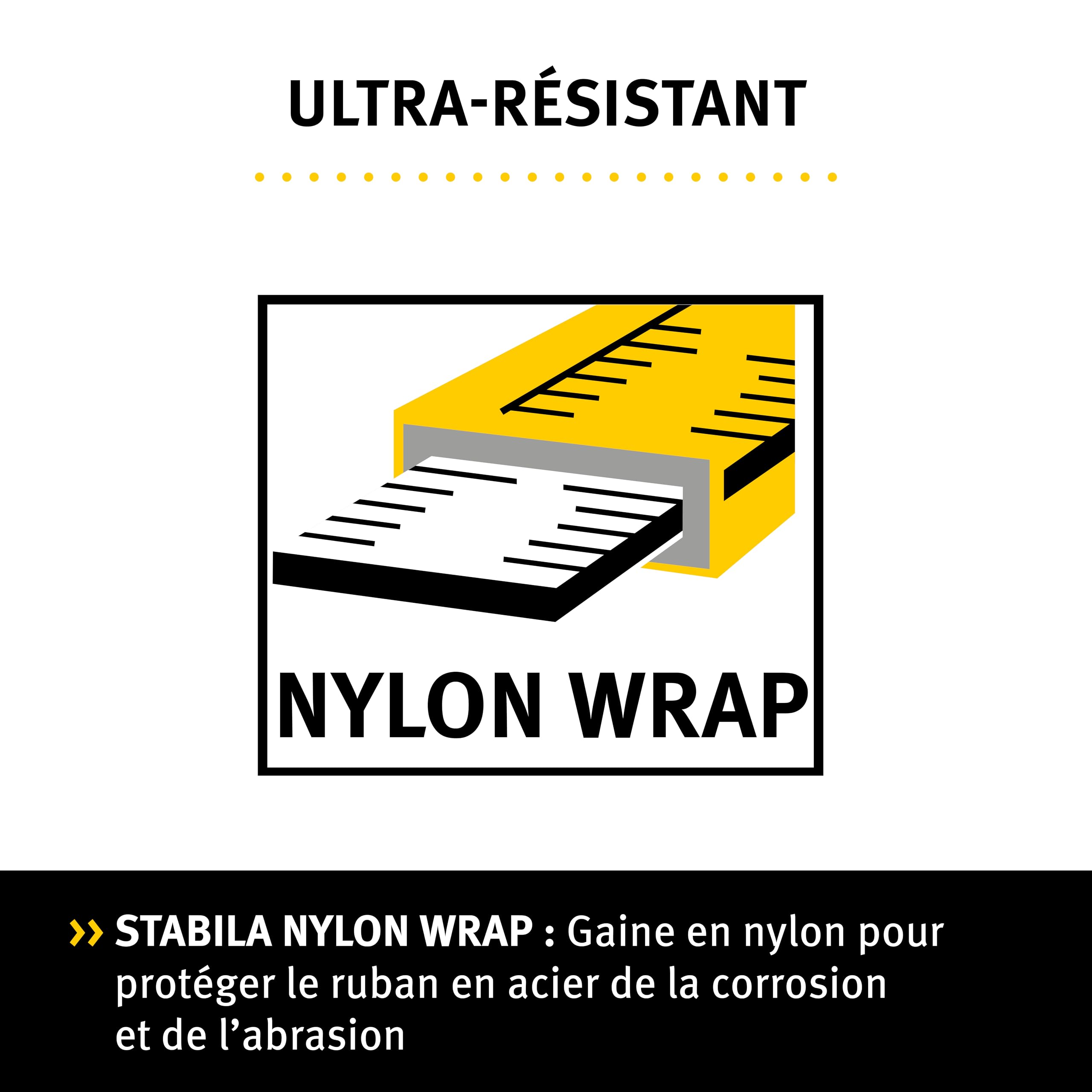 STABILA Mètre-ruban à boîtier LBM 2000 STEEL, 20 m, ruban en acier, échelle métrique et revêtement NYLON-WRAP, crochet universel, boîtier incassable, précision MID