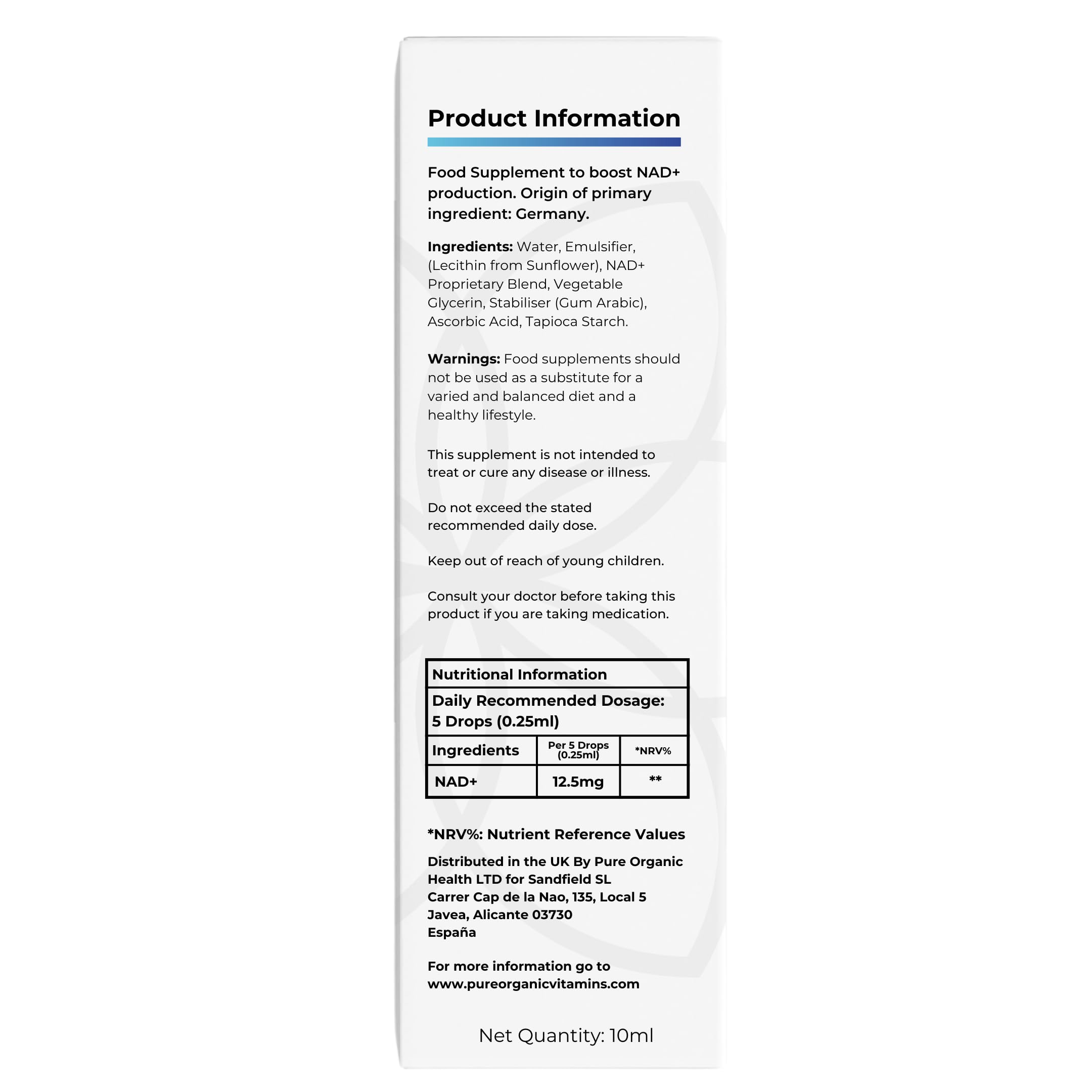 Complément NAD+ liposomal - Absorption améliorée de 50% prouvée - Système de diffusion cellulaire breveté - Approvisionnement pour 40 jours - Stimulateur NAD+ Gouttes liquides - Fabriqué en Suisse