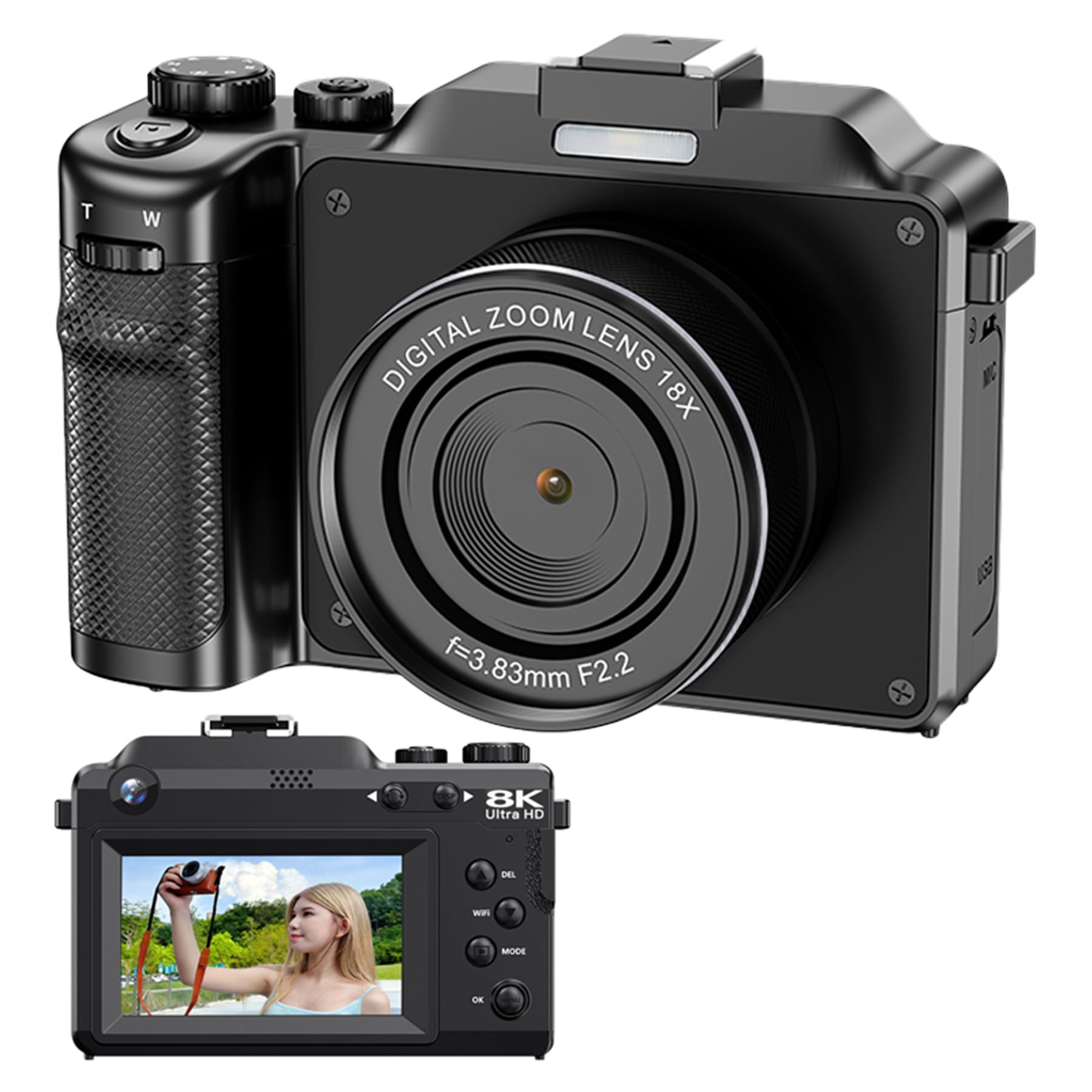 8K Digital Camera, 80MP WiFi Cameras for Photography with 3" Screen, 16X Zoom Autofocus,Dual Front and Rear Lens for YouTube Video, Anti-Shake, for Selfies, Volg-image-32