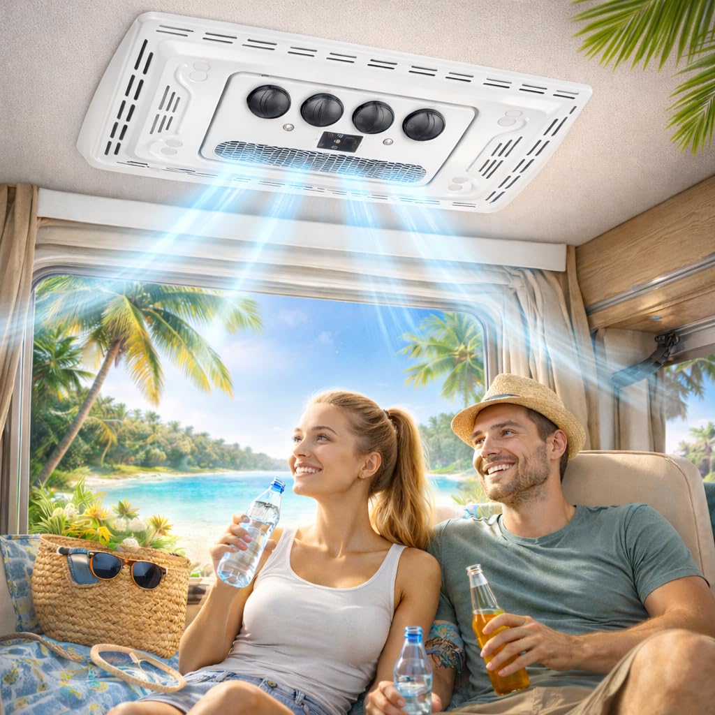 Dach-Klimaanlage 24V StandHeiz Standklimaanlage für Wohnmobil LKW Traktor Mähdrescher | Elektrische 24V Parkplatz Klimaanlage Dachmontage | Leistungsstarke Fahrzeug Klimaanlage mit Fernbedienung