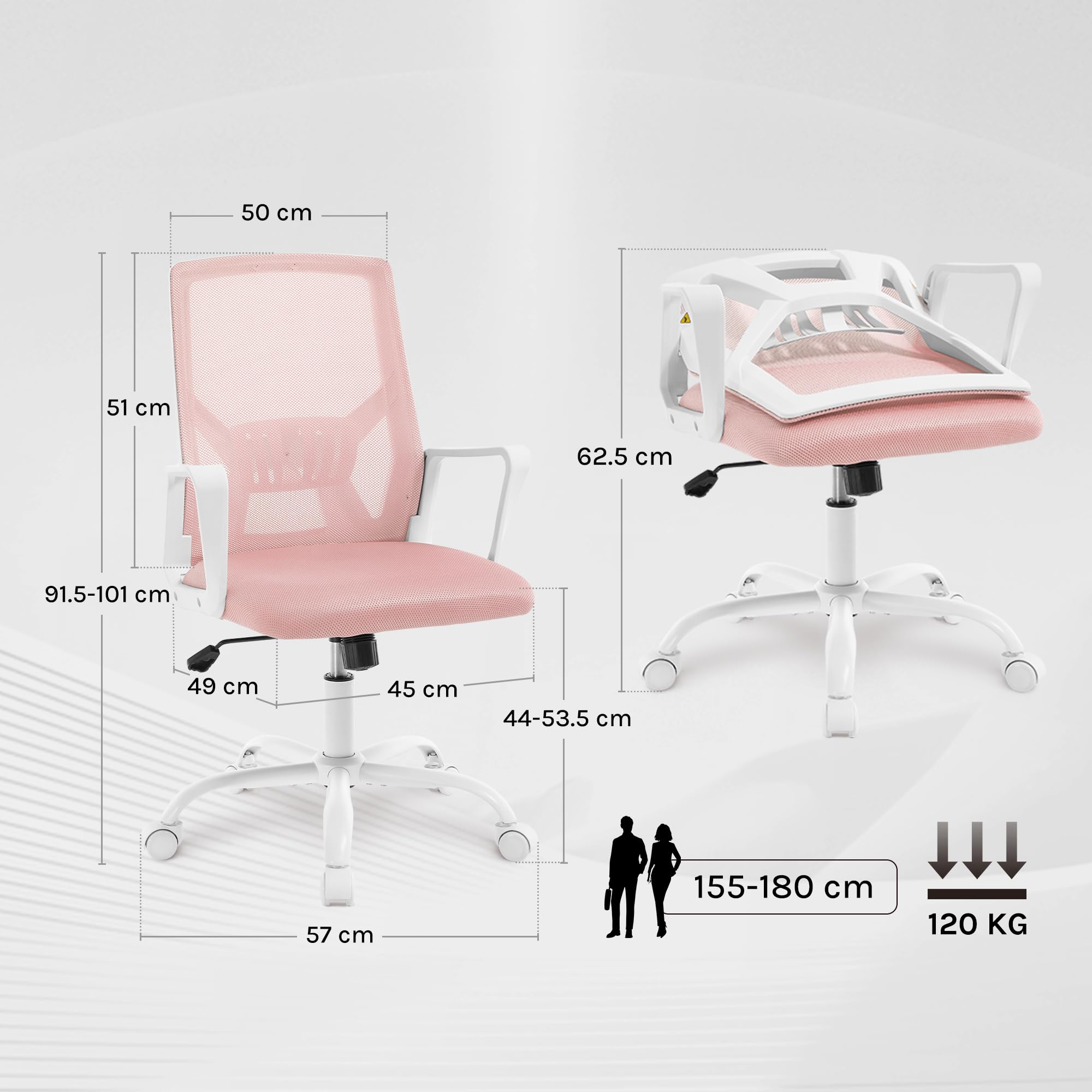 Silla Escritorio Ergonomica, Silla de Trabajo con Respaldo Ajustable y Reposabrazos, Regulable en Altura, Malla Transpirable, Azul