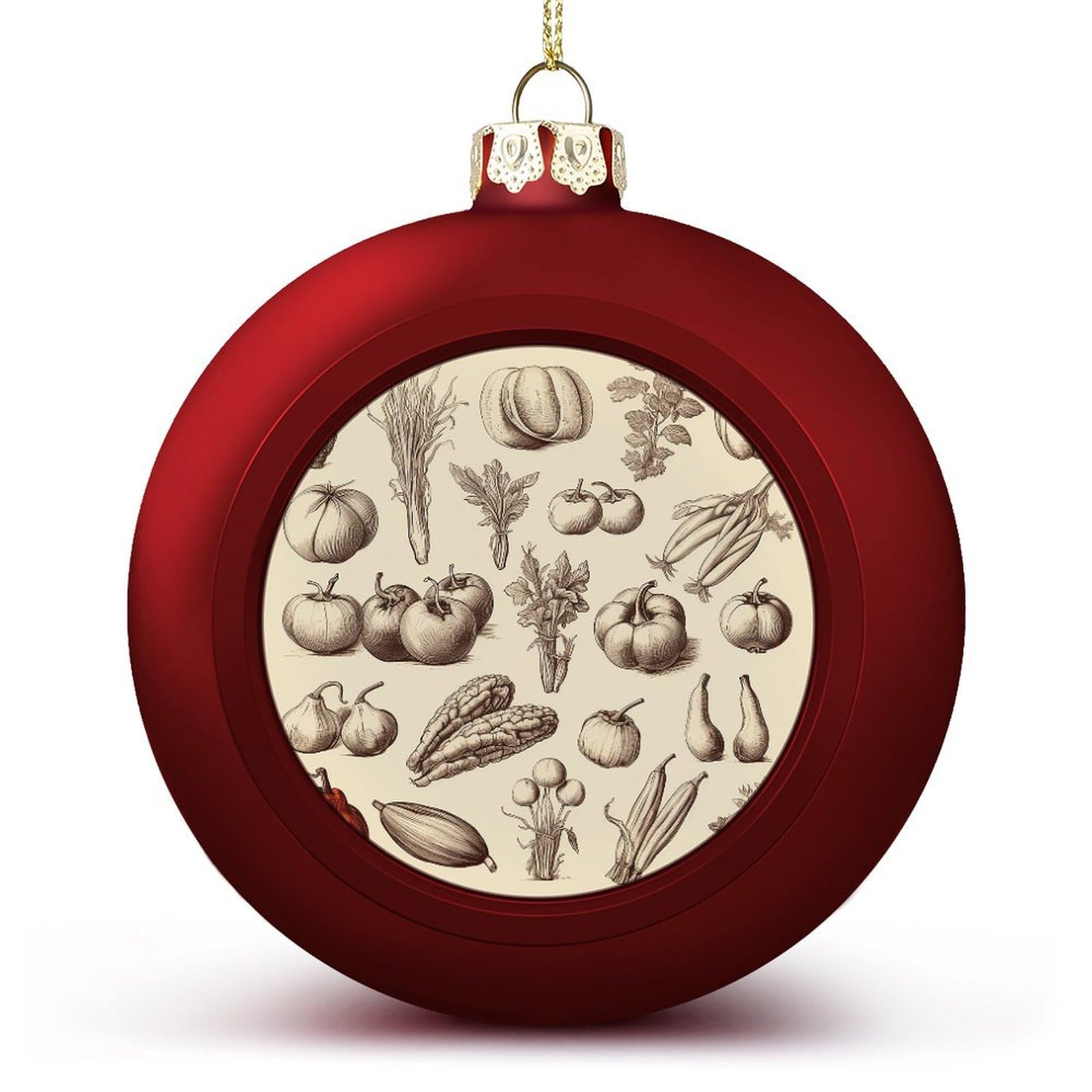 Boules décoratives pour sapin de Noël incassables et ornements de fête imprimés légumiers