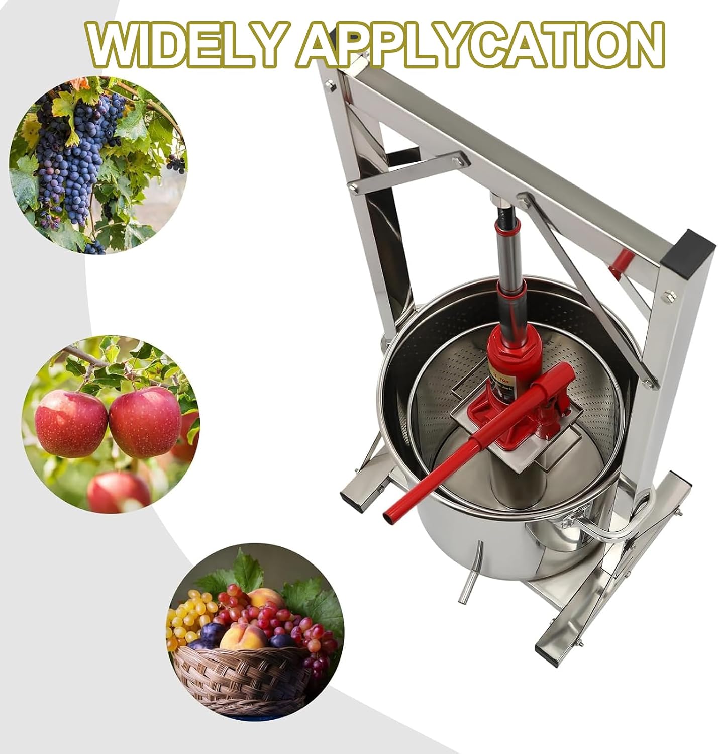 22L Stainless Steel Fruit Wine Press with 304 Filter Bucket, 5.8 Gallons Heavy-Duty Fruit Press, Manual Grape Crusher for Wine Making Fruit Wine Press, Natural Juice Making, Commercial & Home