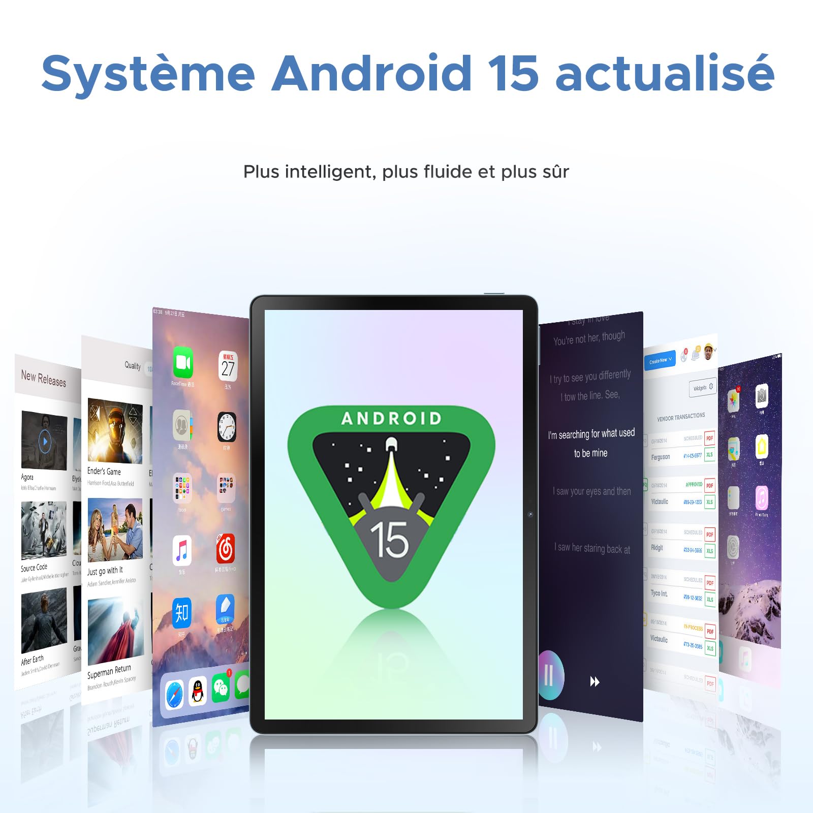 U11 Pro Tablette Android 16, Tablette 11 Pouces, 30GB RAM+256GB ROM/TF 2TB, Batterie 8580mAh, Octa-Core T7200 90Hz,13MP Caméra, Tablette Tactile 1080P/5G WiFi/OTG/Face ID