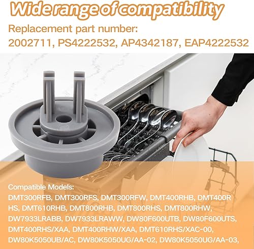 Miniatura 4 de DD66-00023A Rodillos inferiores para lavavajillas (paquete de 8) Reemplazo para lavavajillas Kenmore Samsung Parte # 2002711, PS4222532, AP4342187,