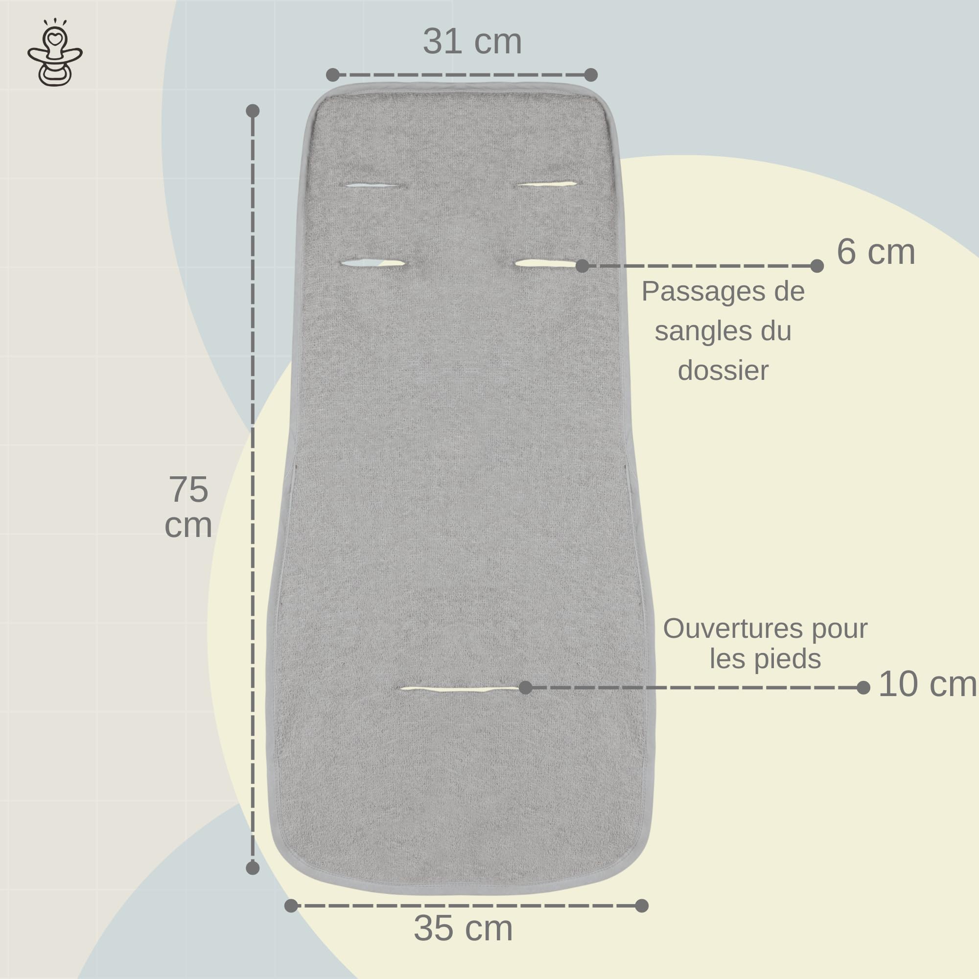 Babysanity Couvre-siège d'été en éponge de coton 100% Housse de poussette universelle anti-transpiration pour bébé et nouveau-né - Fabriqué en Italie (Gris)