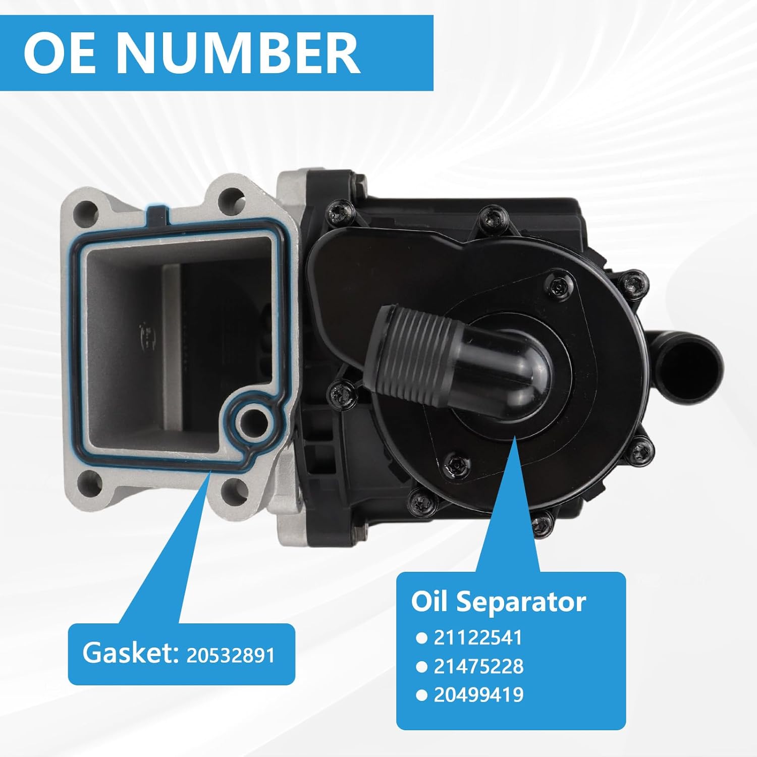 Crankcase Ventilation Oil Separator with Gasket Compatible with Volvo Mack D13 D16 MP8 Engine 2008-2014 Replaces 21122541 20499419 Gasket 20532891