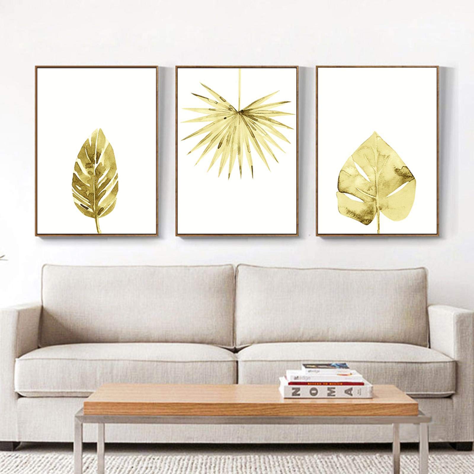 Impression affiche art or de luxe triptyque de peintures végétales chic - 8