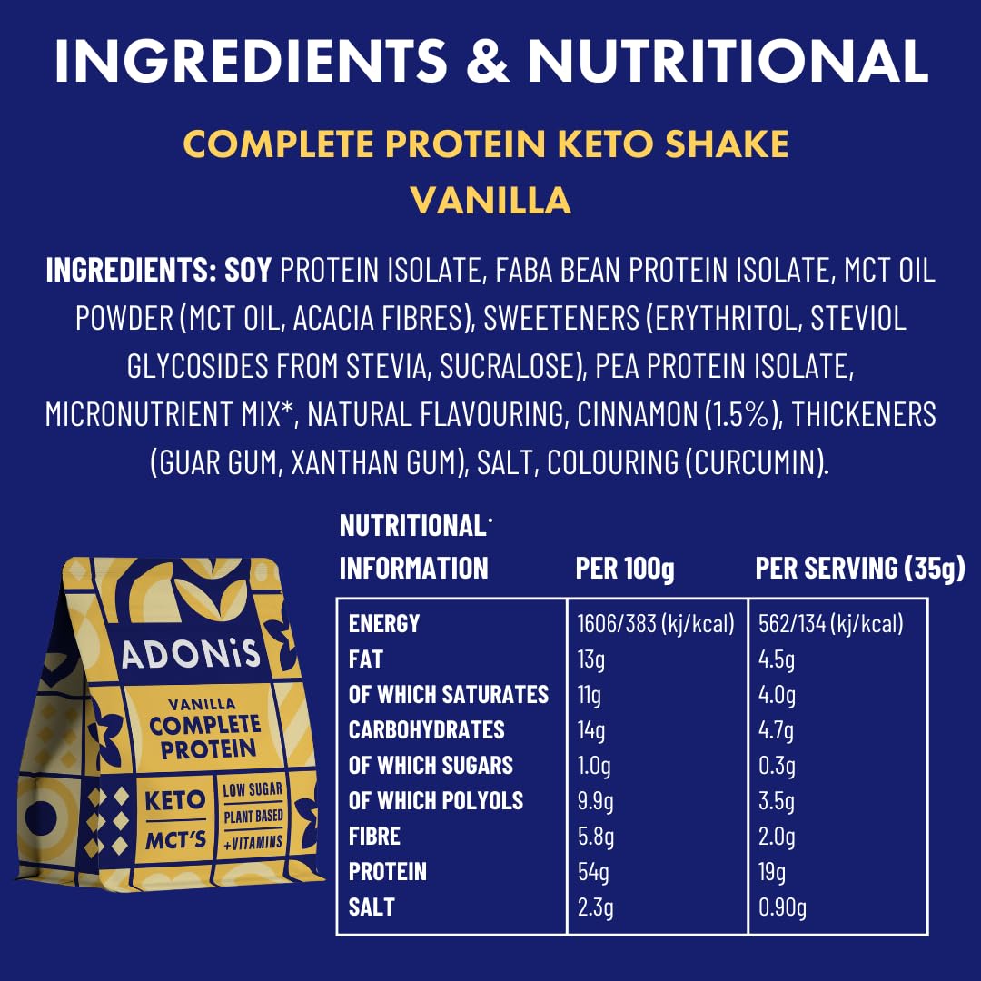 ADONiS Shake protéiné cétogène – Saveur de chocolat crémeux | Poudre de protéine à faible teneur en glucides pour la construction musculaire et la récupération | Parfait pour le régime cétogène et le