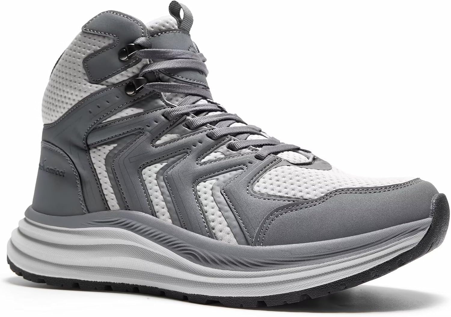 Men's Orthopedic Mid Trekking Hiking Boots: Comfortable Plantar Fasciitis Ankle Support Work Walking Running Shoes, Orthotic Cushion Sport Gym Cross Training Trail Sneakers for Foot Heel Pain Relief