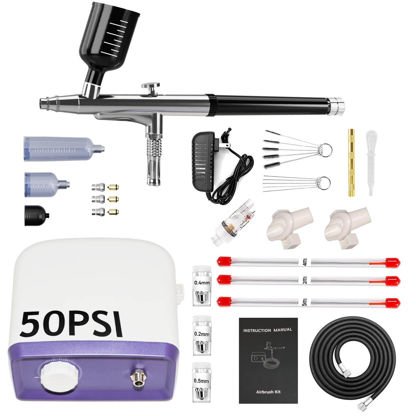 50PSI Dual Action Airbrush Kit mit Kompressor