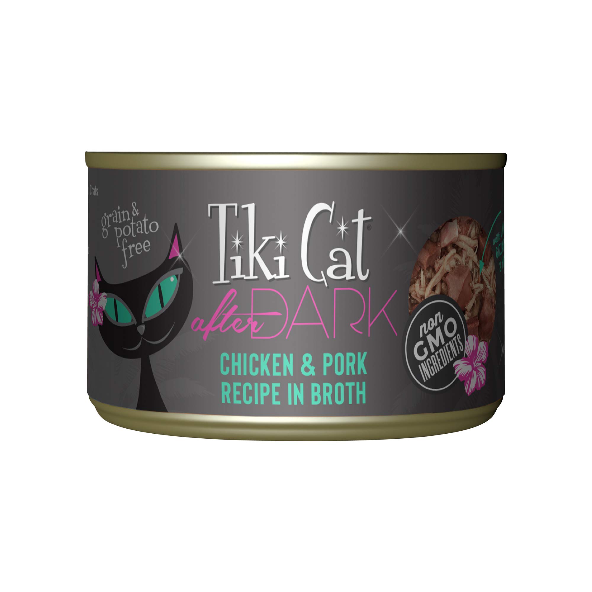 Tiki Cat After Dark, Chicken & Pork, High-Protein and 100% Non-GMO Ingredients, Wet Cat Food for Adult Cats, 5.5 oz. Can (8 Count)