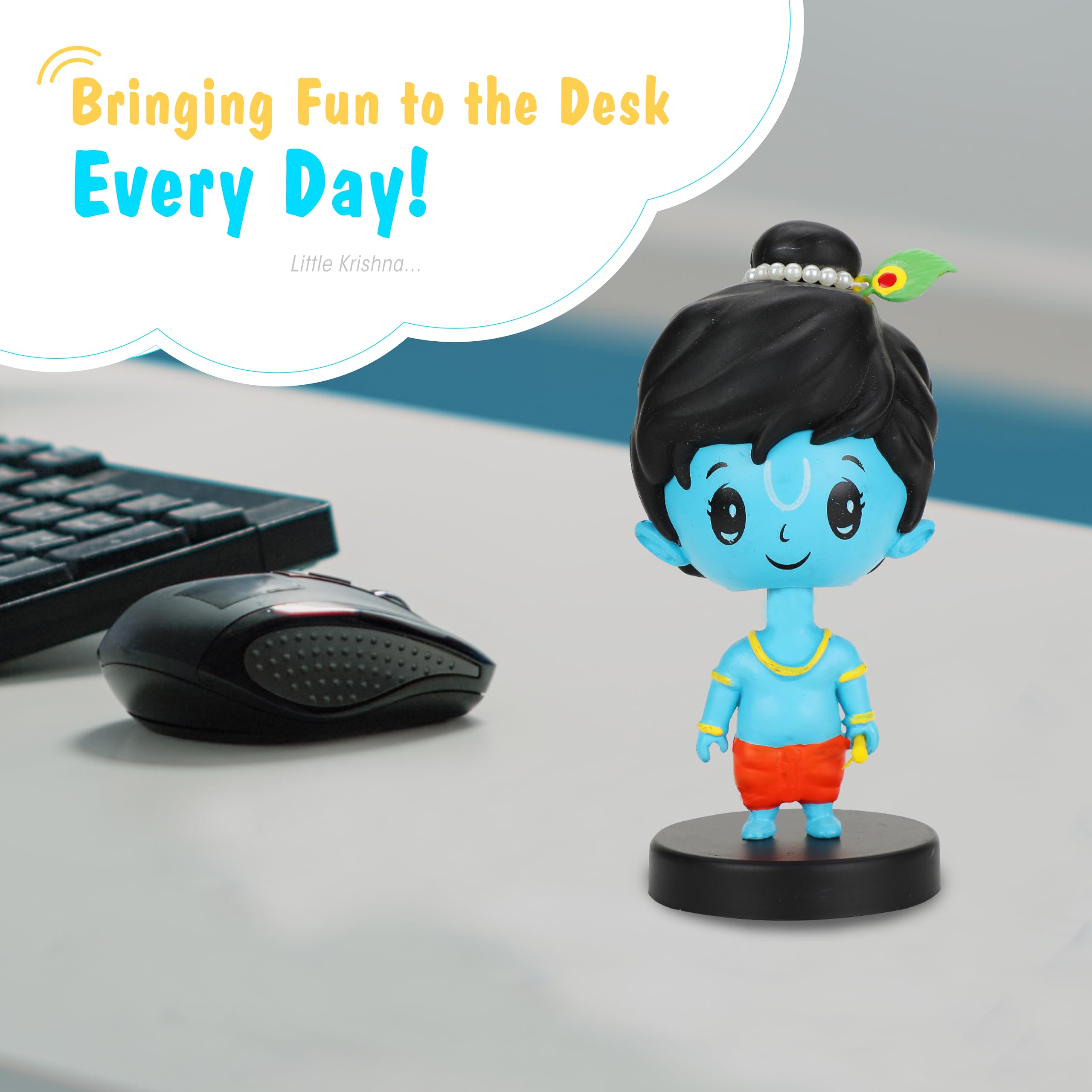 Webby Lord Shri Krishna Bobblehead Toys for Kids | Decoration Items for Home Décor, Car Dashboard, and Office Table | God Statue for Festival | Diwali | Birthday Gift for Kids, Family and Friends - Image 8 thumbnail