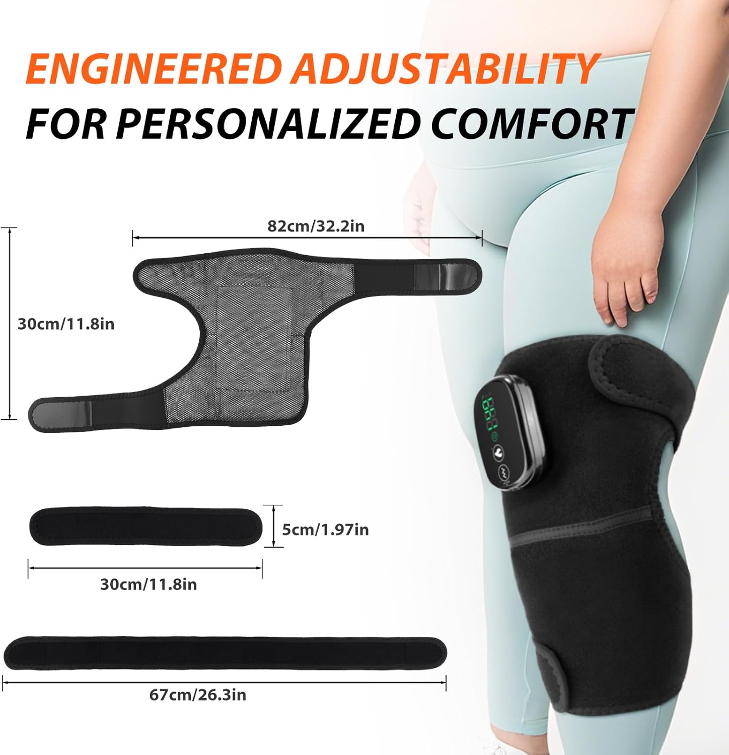 Knee Massager with Heat and Vibration, Heating Pad for Knee Pain, Heated Knee Brace, Cordless Heated Knee wrap