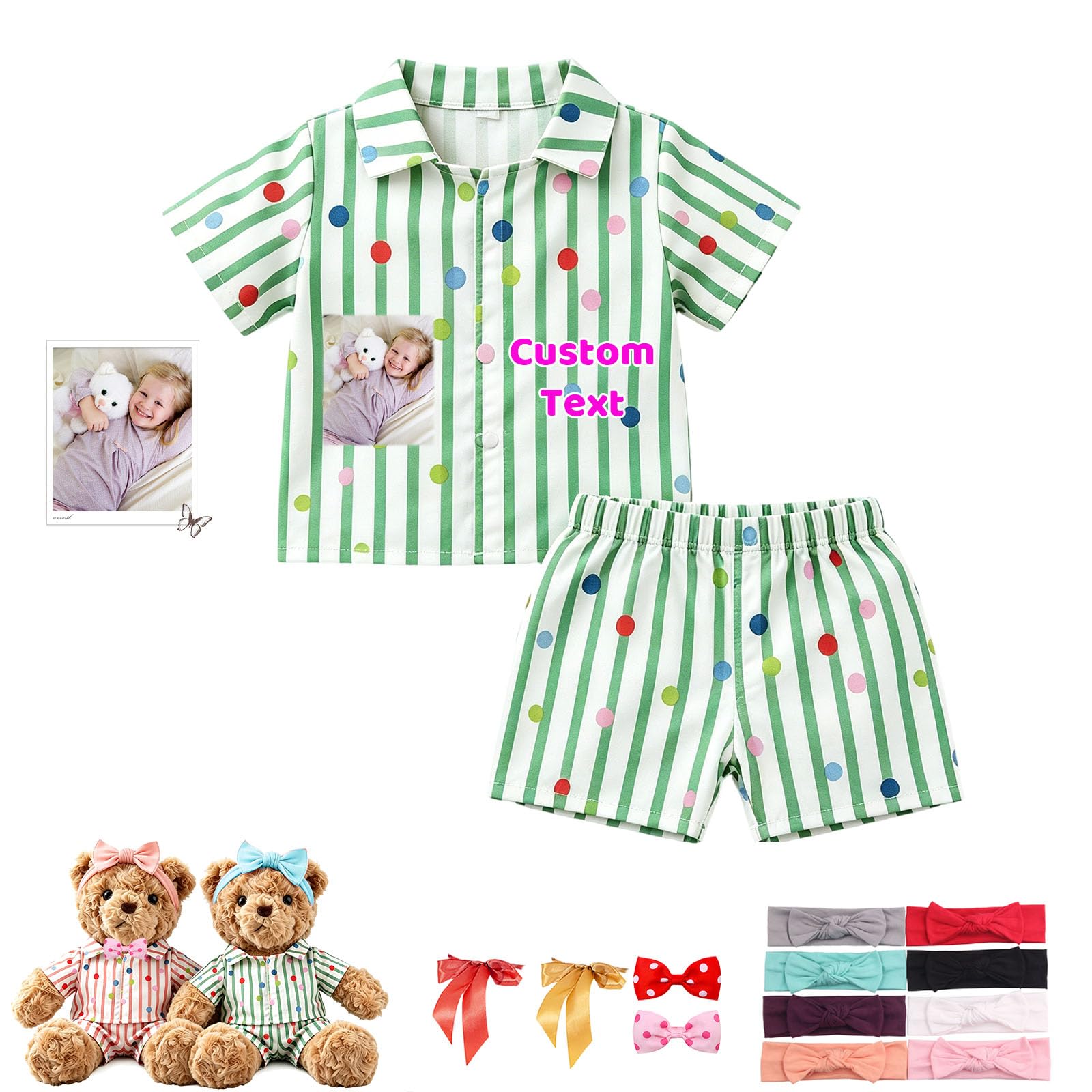 MeterBear Custom Teddy Bear Clothes Striped Loungewear Set for 8-16in Plush