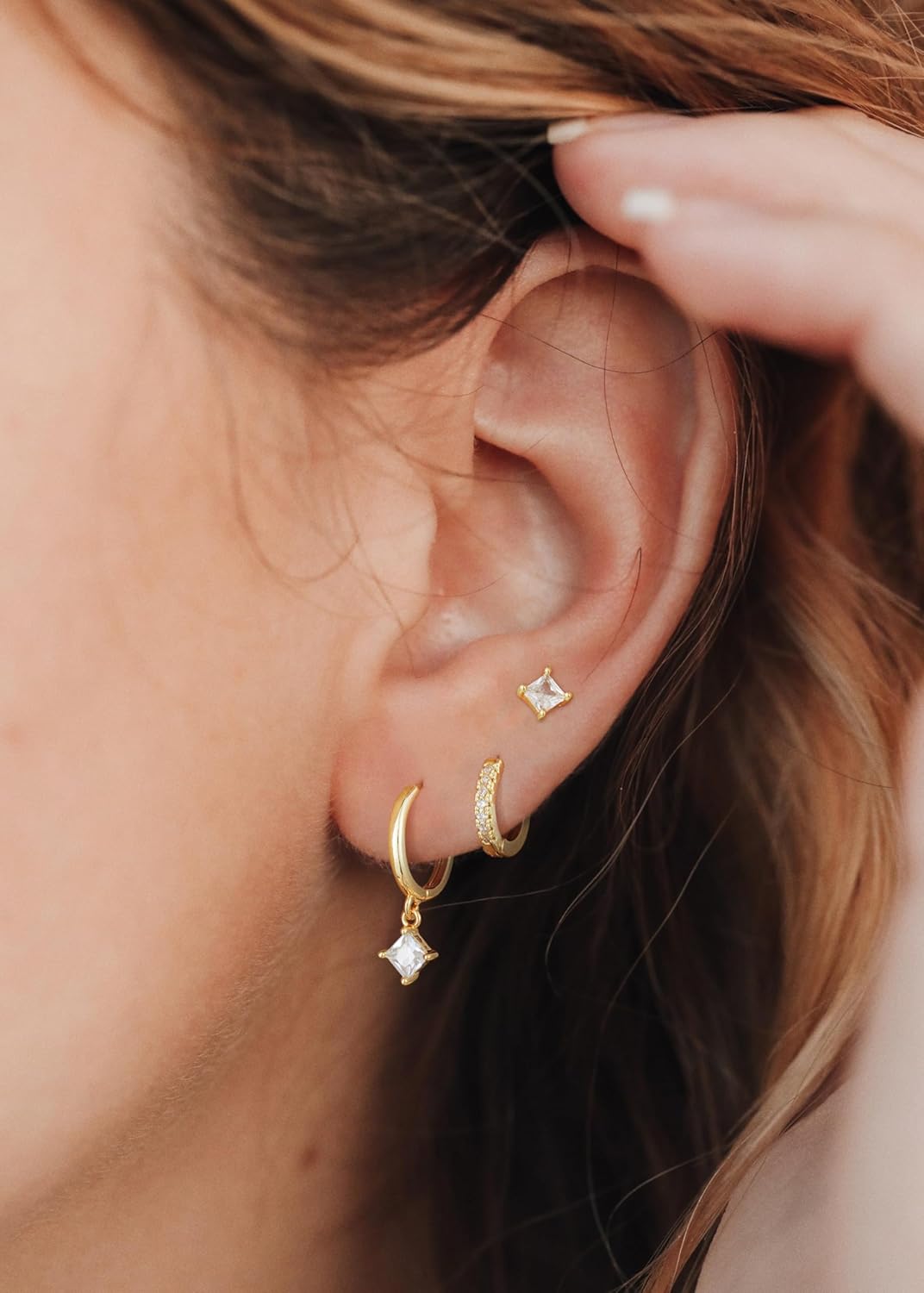 Gold Hoop Earrings for Women, Dainty 14k Gold Plated Trendy Huggie Small Earring Sets for Multiple Piercing Lightweight Stack Hoop Jewelry Gifts - Image 2