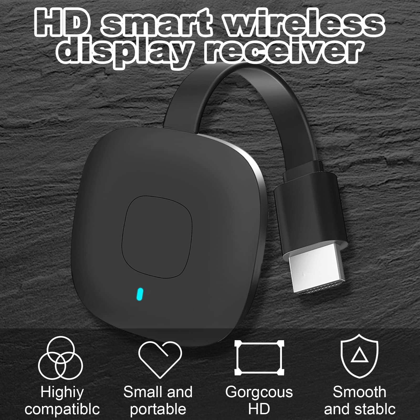 OBEST Wireless WiFi Display Dongle 4K,Adattatore Display HDMI,Dispositivo su Schermo WiFi HD 2.4G, Ricevitore di Streaming Video per Android/iOS/Windows/Mac/TV/Monitor/Proiettore