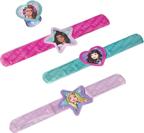 Miniatura 1 de Amscan Barbie Dream Together Slap Pulseras  9.25 x 2 pulgadas (paquete de 4)  Pulseras coloridas y duraderas de plástico  Perfecto para la moda de
