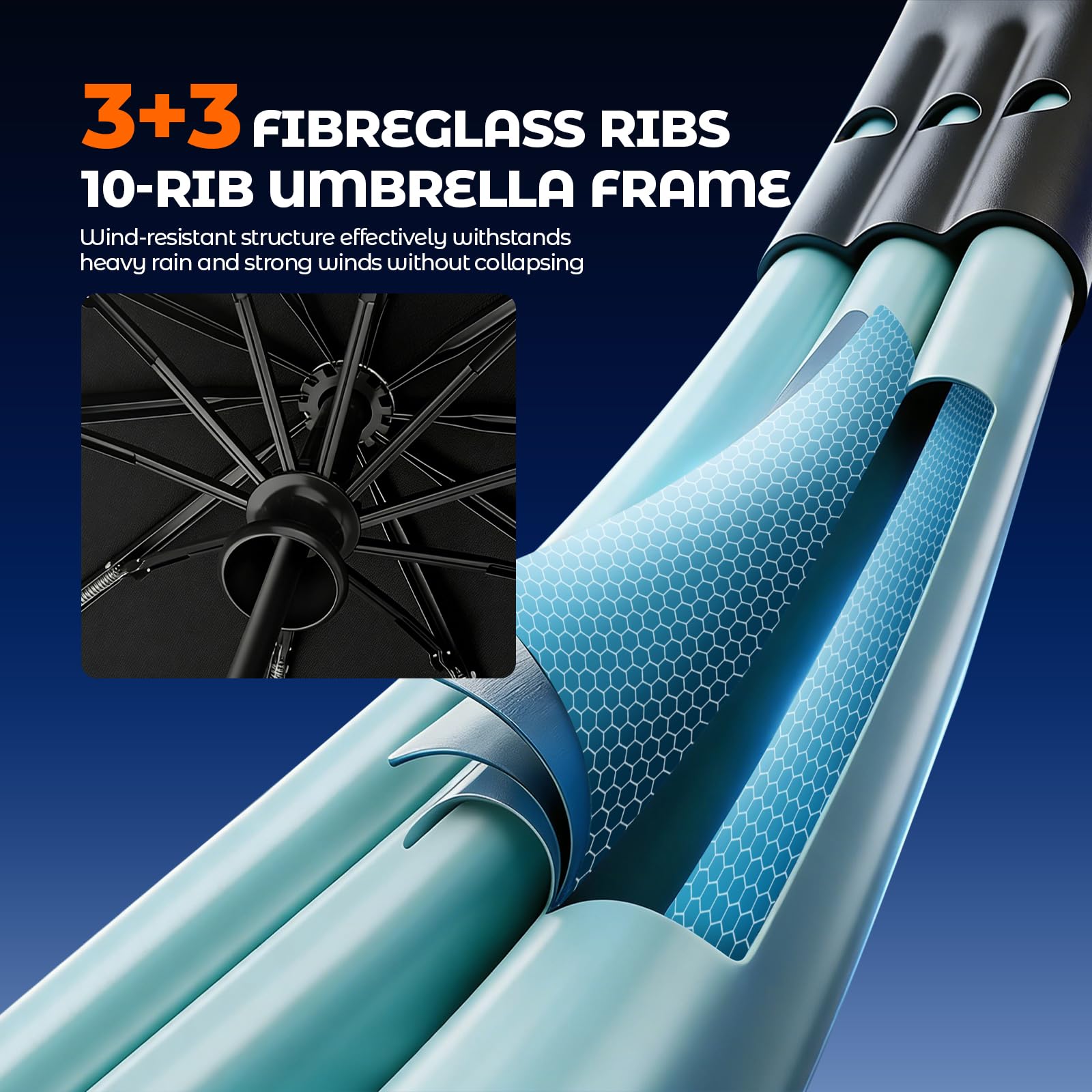 auvstar Parapluie Pliant RéSistant aux Vents Jusqu'à 140 Km/H, Grand Parapluie，UPF 50+, 105 cm Extra Large, 60 Fibres de Verre, Ouverture Automatique, Fermeture à vis et RevêTement en RéSine
