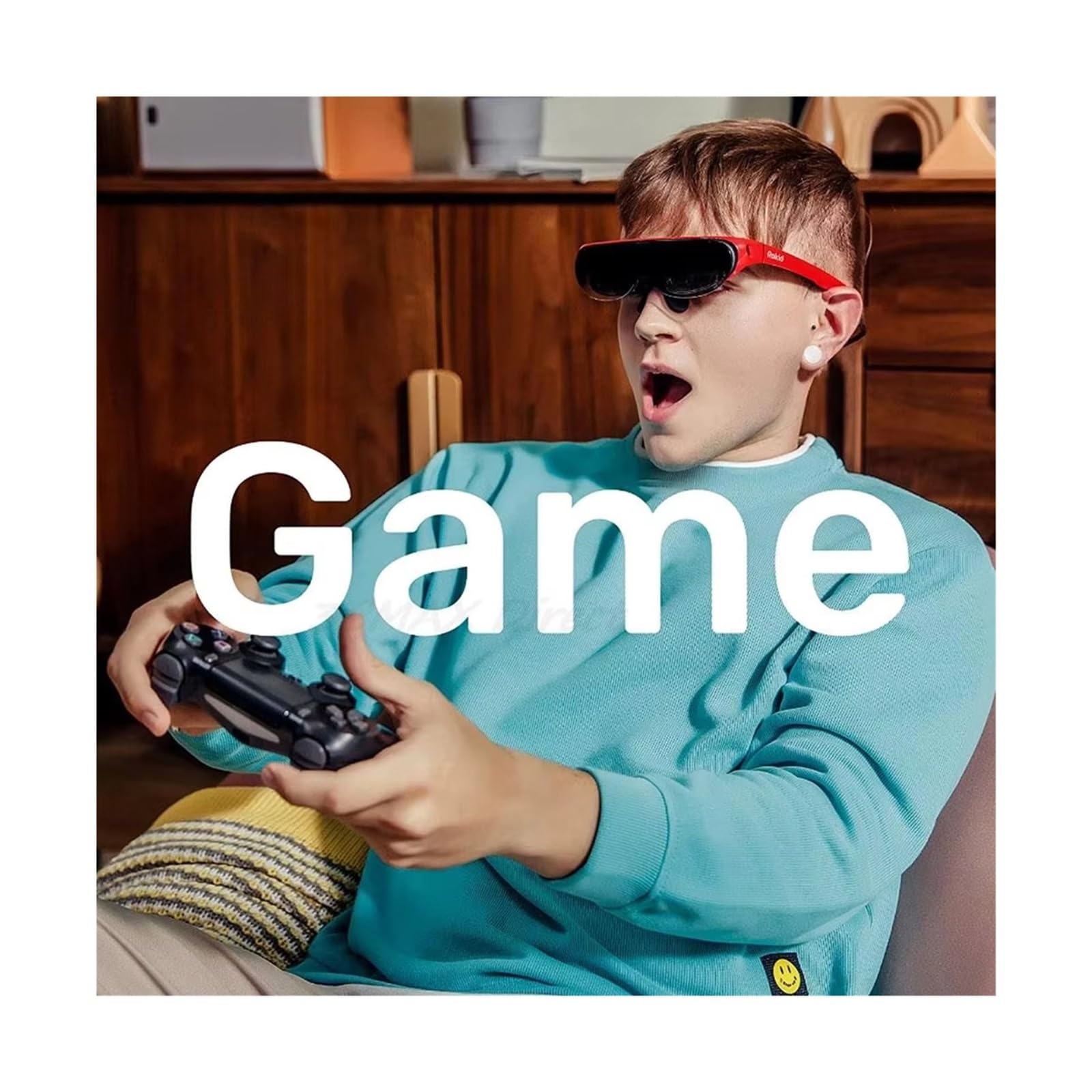 3D AR Glasses Foldable VR Smart Glasses 1080P OLED 120-inch Screen Dual Screen Home Theater Viewing Device(Black)