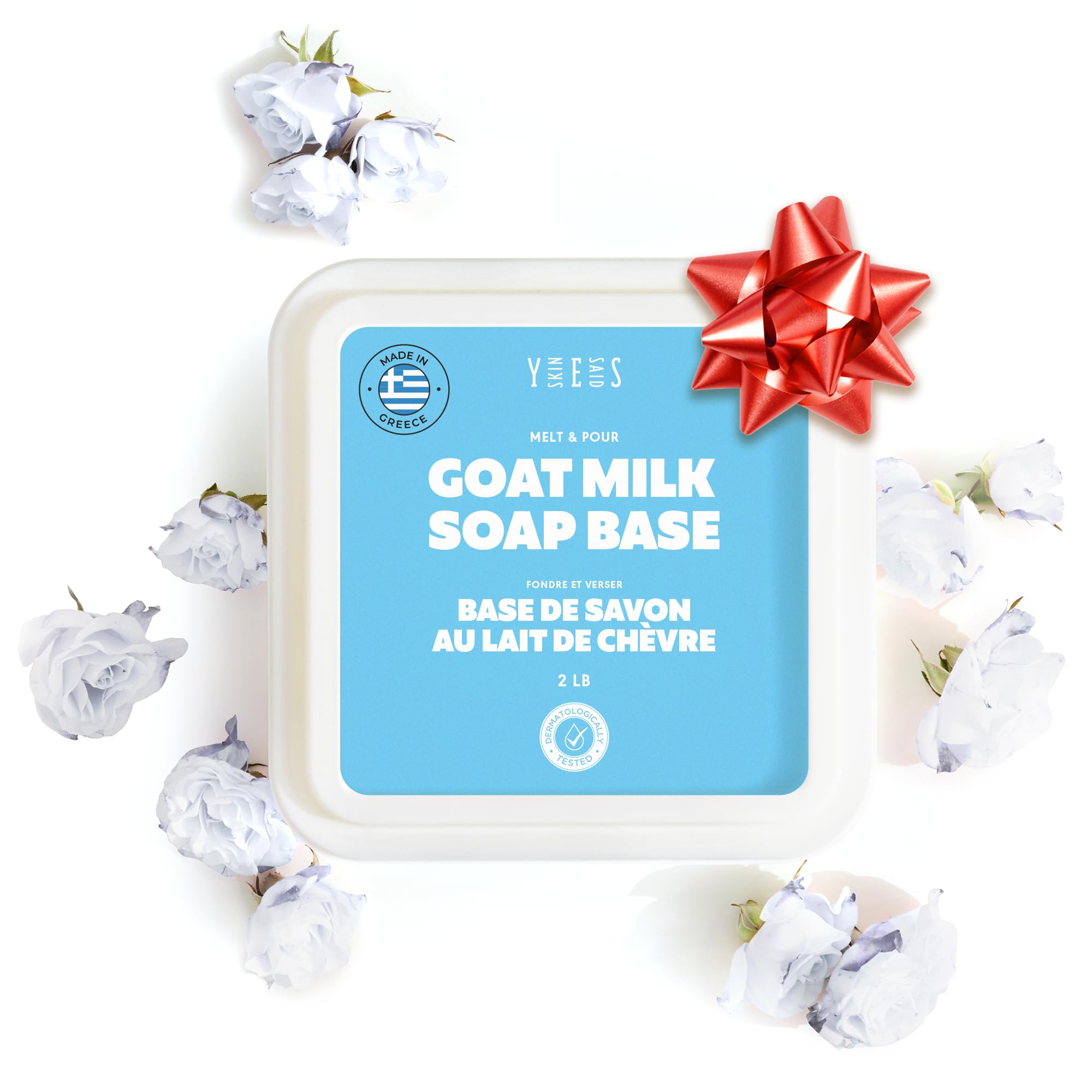 Skin Said Yes 2 Lb Goat Milk Soap Base - SLS/SLES Free, No Palm Oil, Organic - Melt and Pour Goats Milk Soap Making Supplies - All Natural, Gentle on Skin, Moisturizing, Perfect for DIY Projects