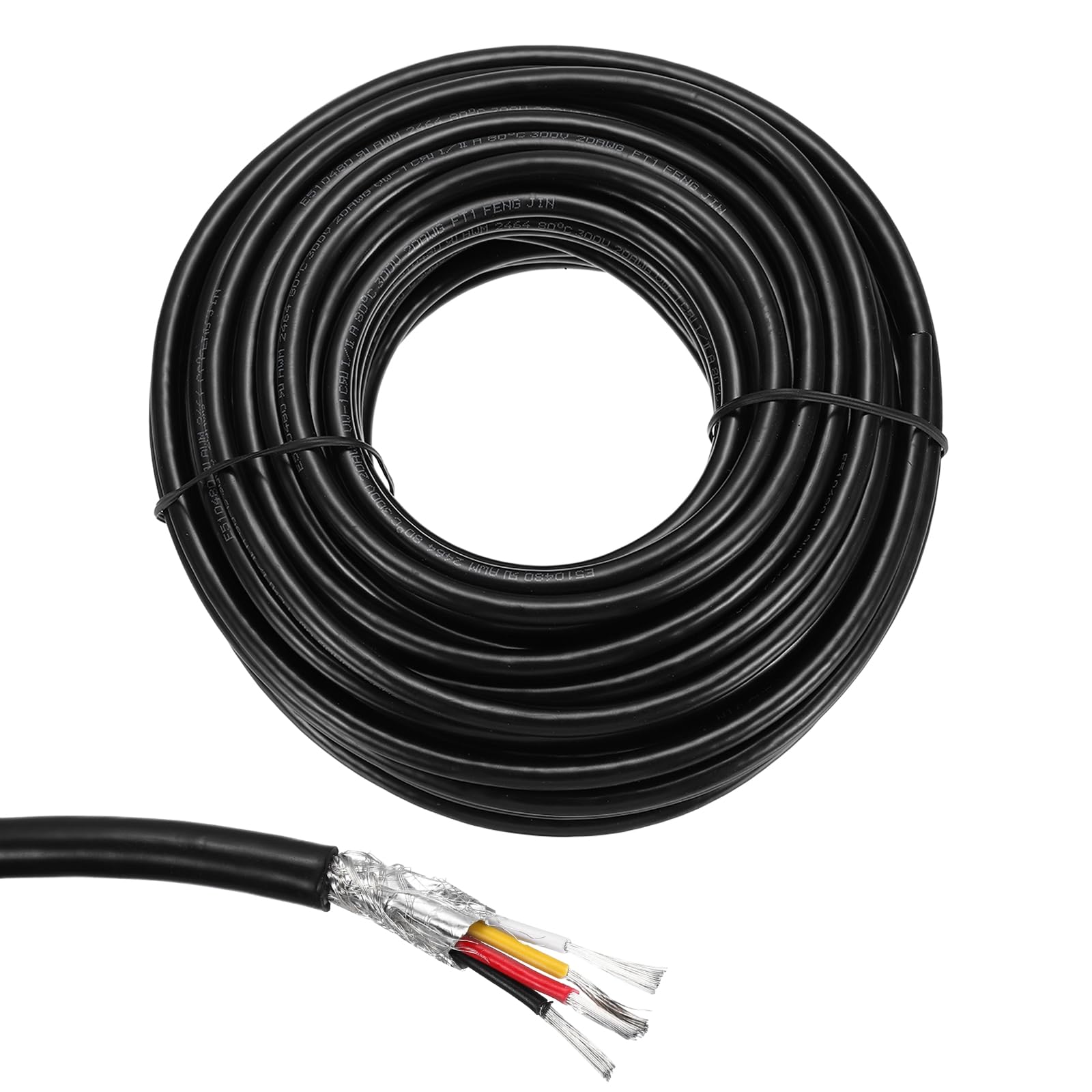 sourcing map 1 câble blindé UL2464 20 AWG 15,24 m 300 V 4 conducteurs en PVC électrique CNC avec blindage double couche pour appareils ménagers, câblage automobile