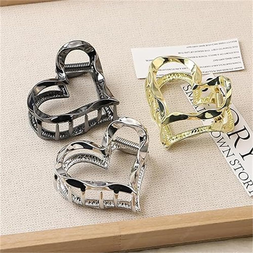 Vintage heart hair clip Amazon.com : 6 Pcs Heart Hair Claw Clips Metal High Ponytail  main image 2