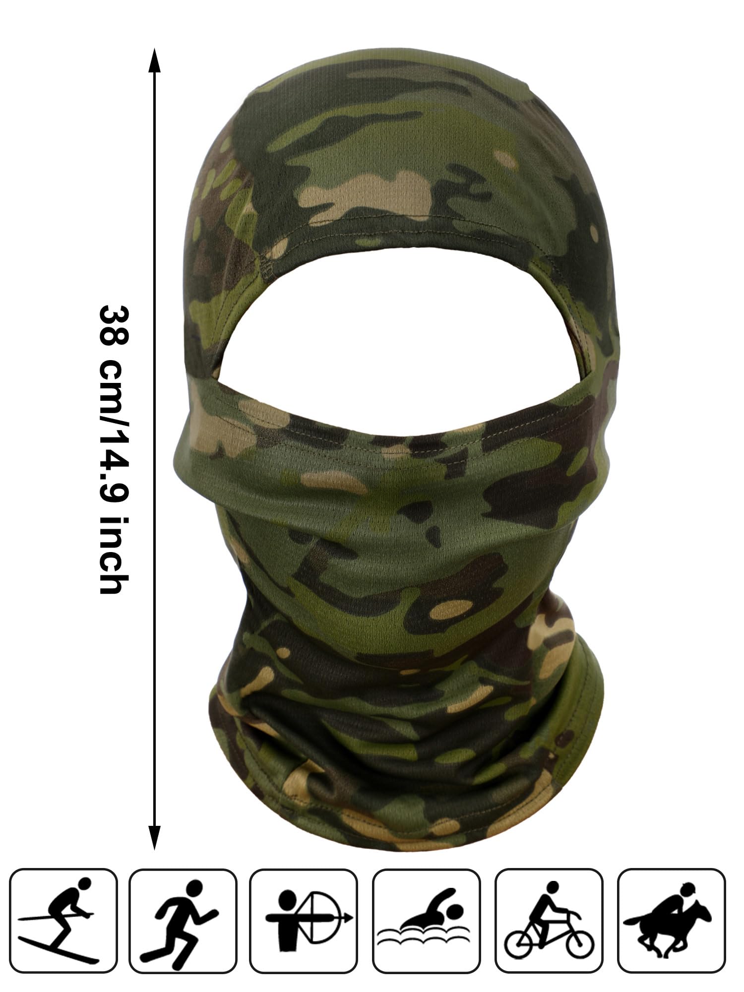 Blulu 3 Pieces Camo Balaclava Summer Full Face Mask Ski Mask Sun Dust Protection Full Face Cover for Men Women Outdoor(Bright Color,Medium)